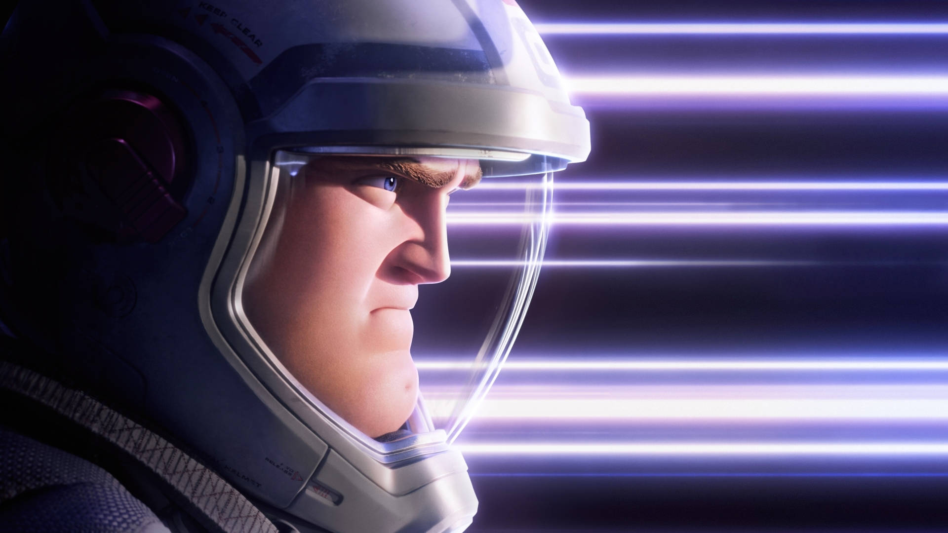 Lightyear, futuristic helmet, neon blue light trails, Full HD Desktop Wallpaper