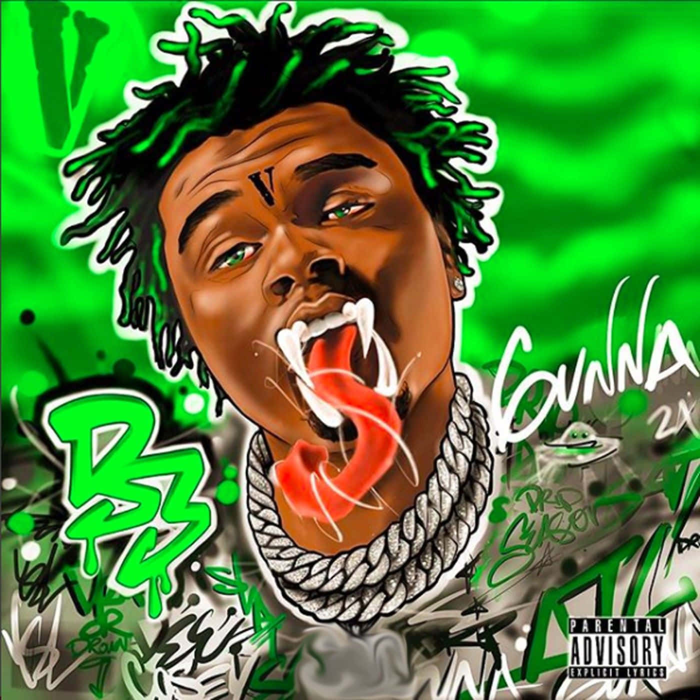 Lil Baby Cartoon, green dreadlocks, red tongue, HD Desktop Wallpaper