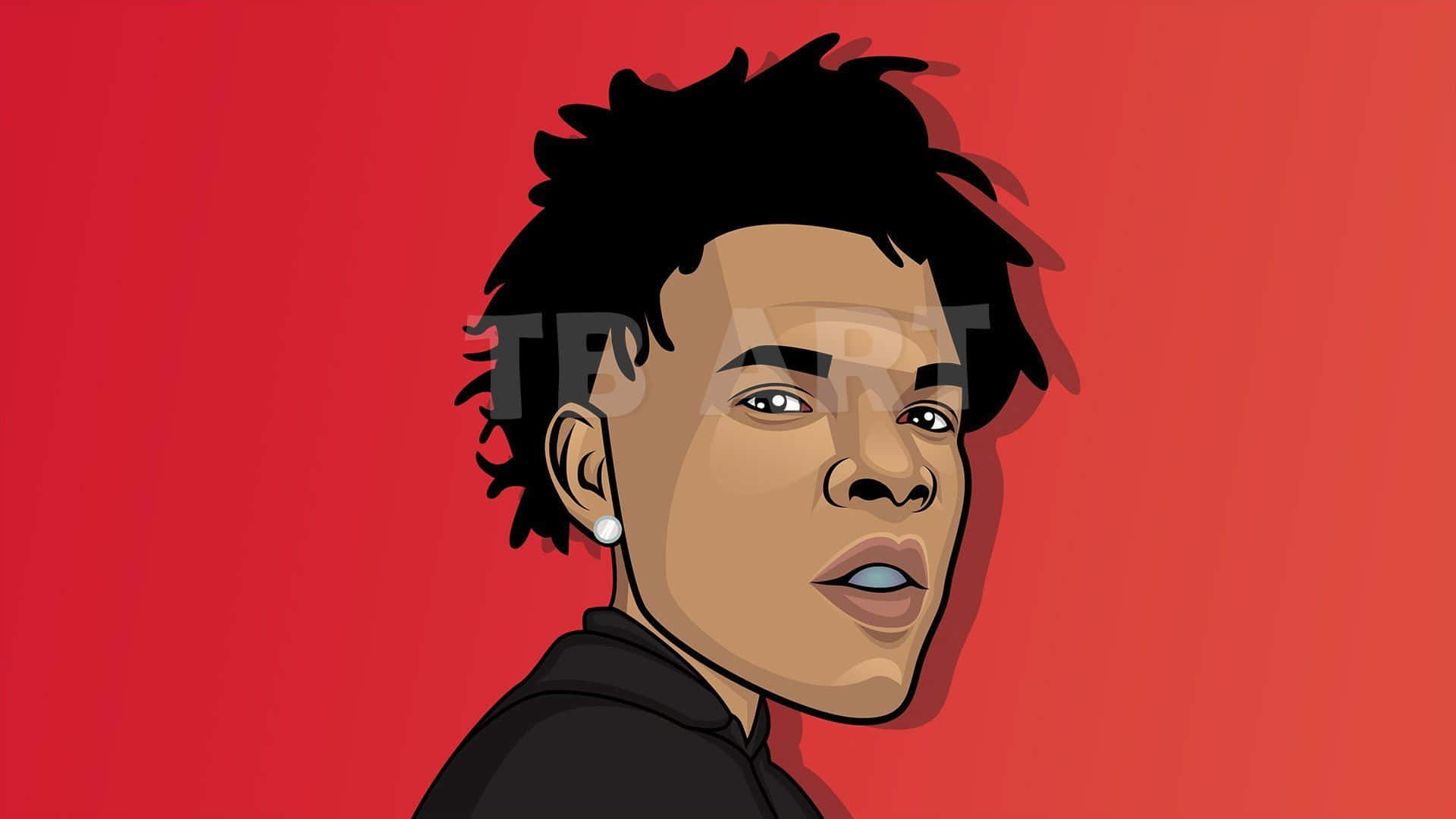 Lil Baby, cartoon portrait, spiky hair, Full HD Desktop Wallpaper