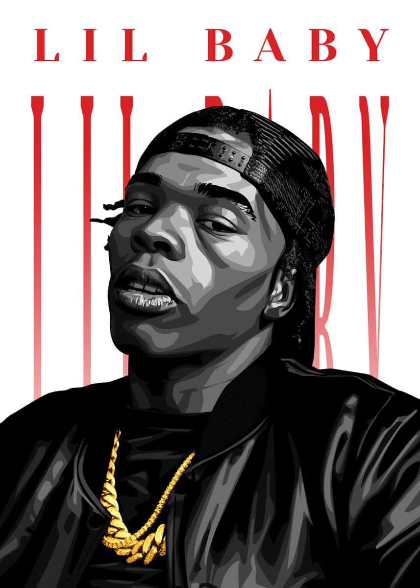 Lil Baby, black and white, red accents, SD Phone Wallpaper