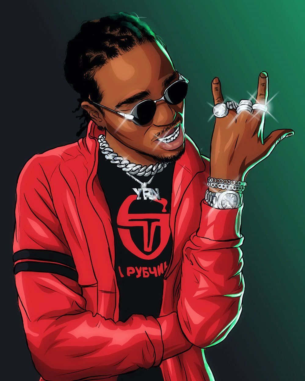 Lil Baby, red jacket, sunglasses, SD Phone Wallpaper