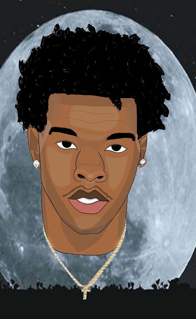 Lil Baby Cartoon, curly hair, gold chain, HD Phone Wallpaper