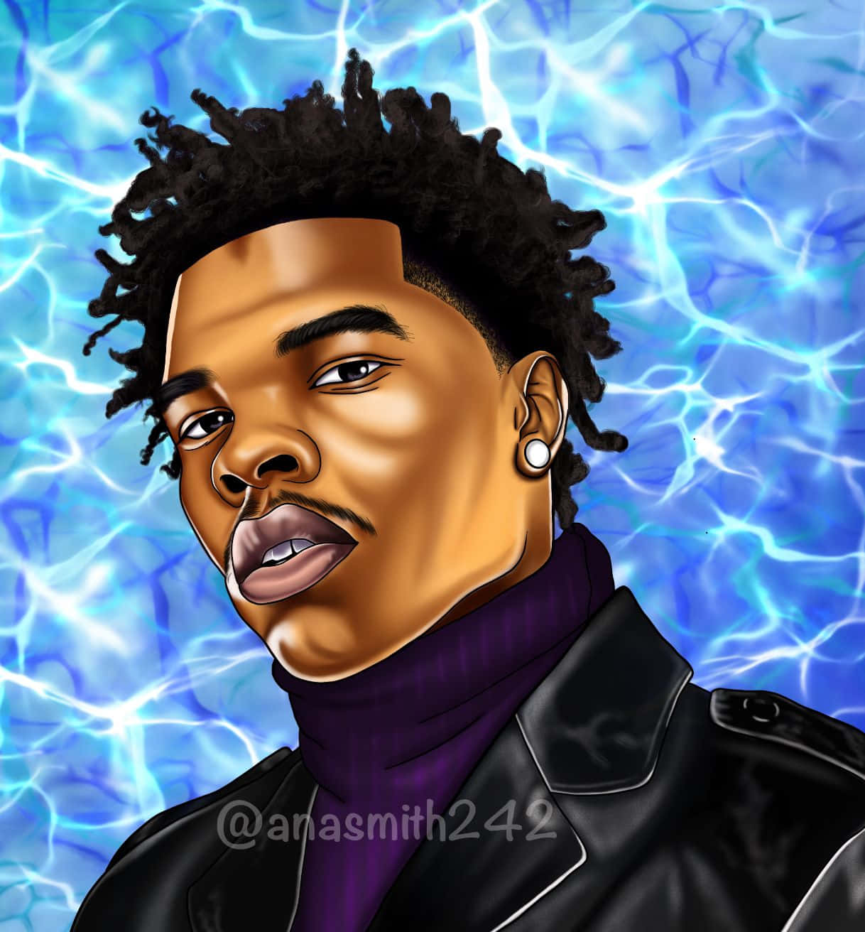 Lil Baby Cartoon, curly hair, purple turtleneck, HD Phone Wallpaper