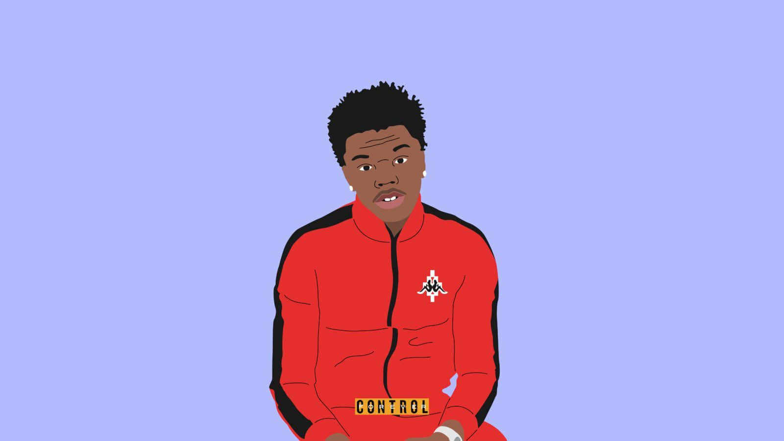 Lil Baby, red track jacket, CONTROL text on the waist, HD Desktop Wallpaper