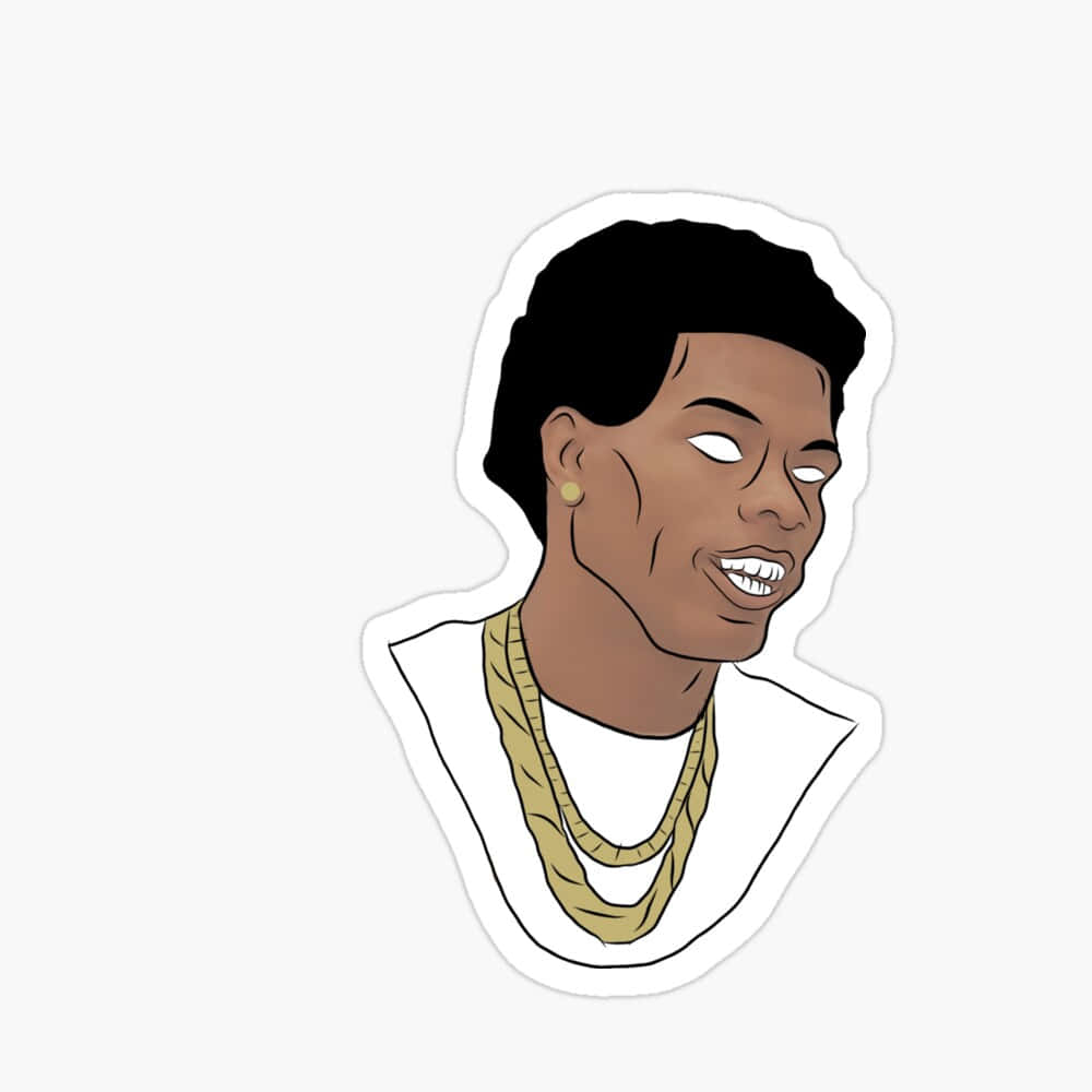 Lil Baby, cartoon portrait, gold chain, SD Desktop Wallpaper
