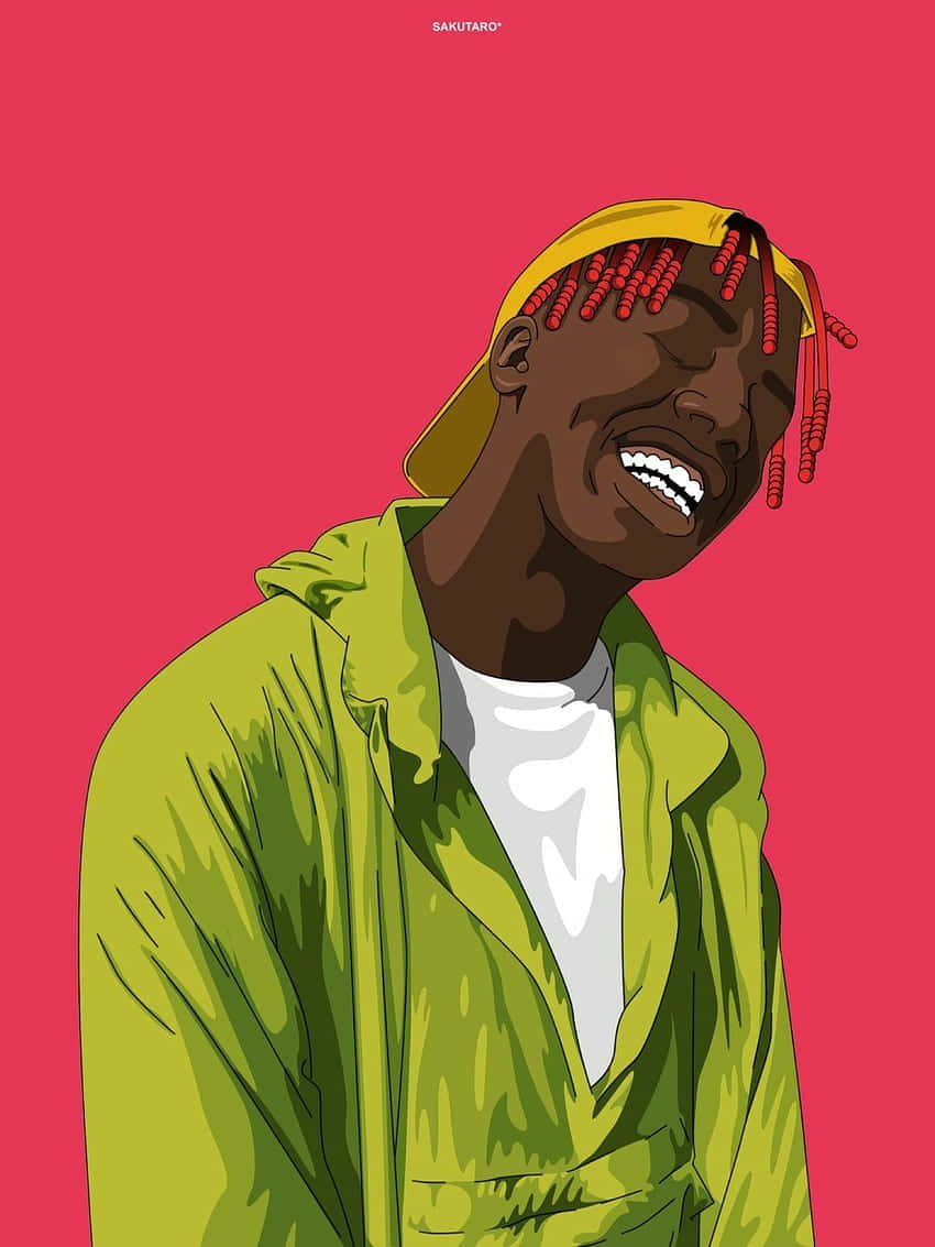 Lil Baby, red braids, yellow cap, SD Phone Wallpaper