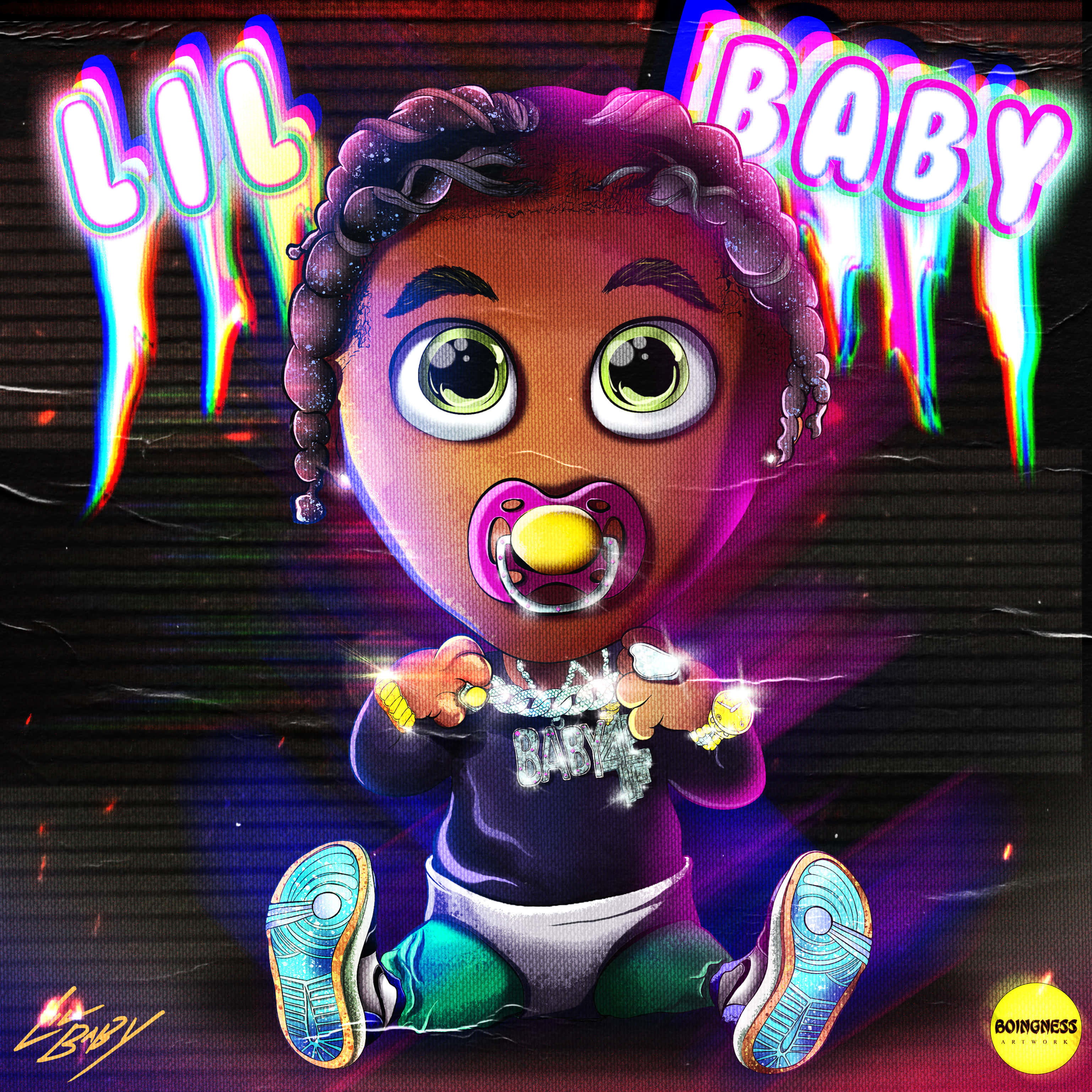 Lil Baby, cartoon, braids, 2K Desktop Wallpaper