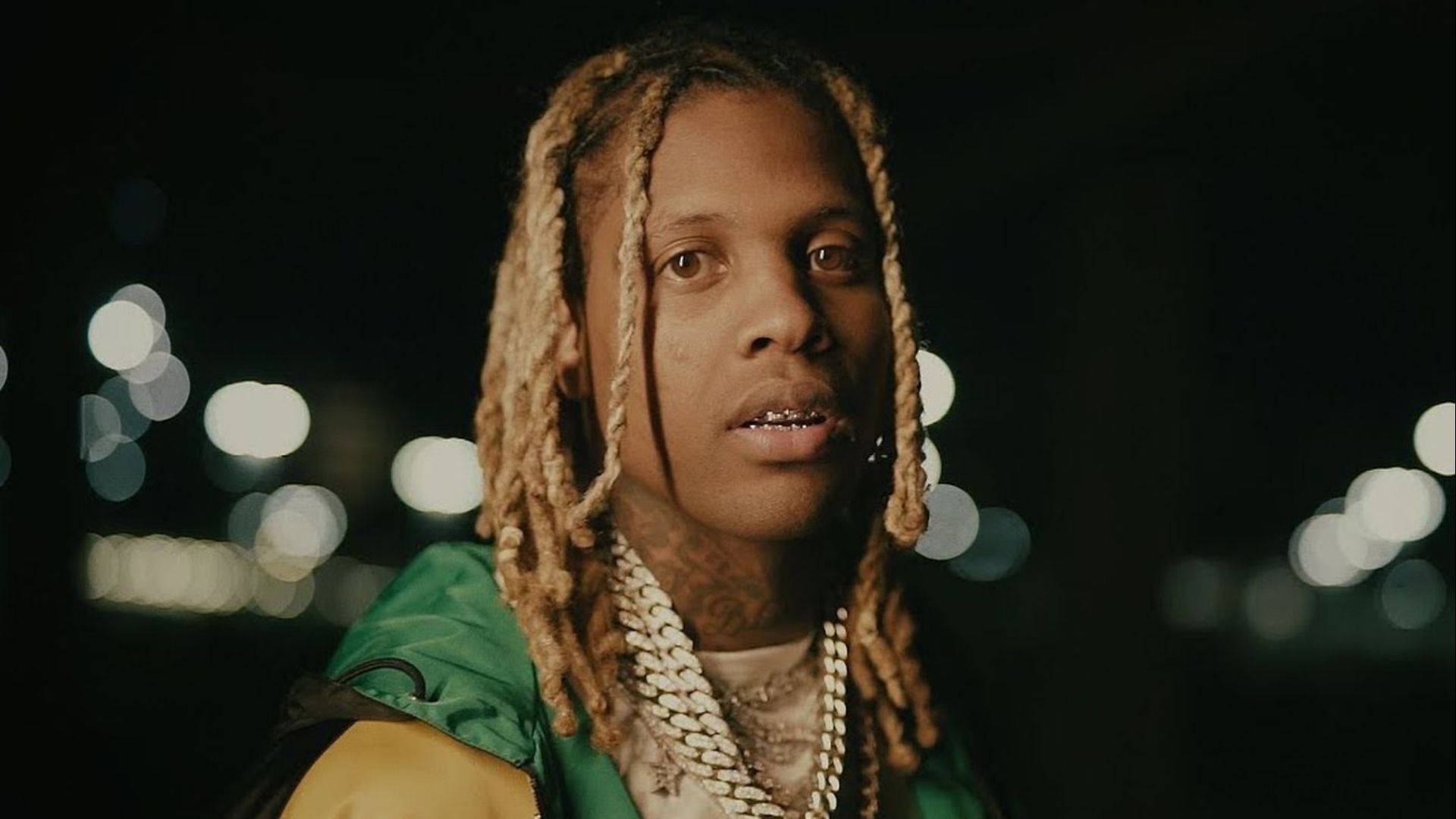 Lil Durk, bokeh lights, night cityscape, Full HD Desktop Wallpaper