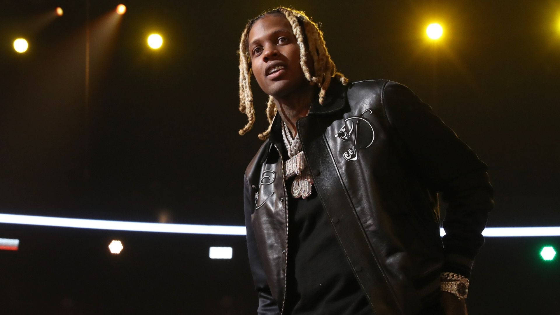 Lil Durk, stage, warm spotlights, Full HD Desktop Wallpaper