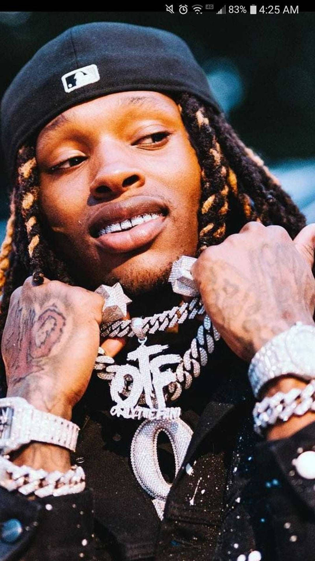 Lil Durk, black cap, braided hair, Full HD Phone Wallpaper