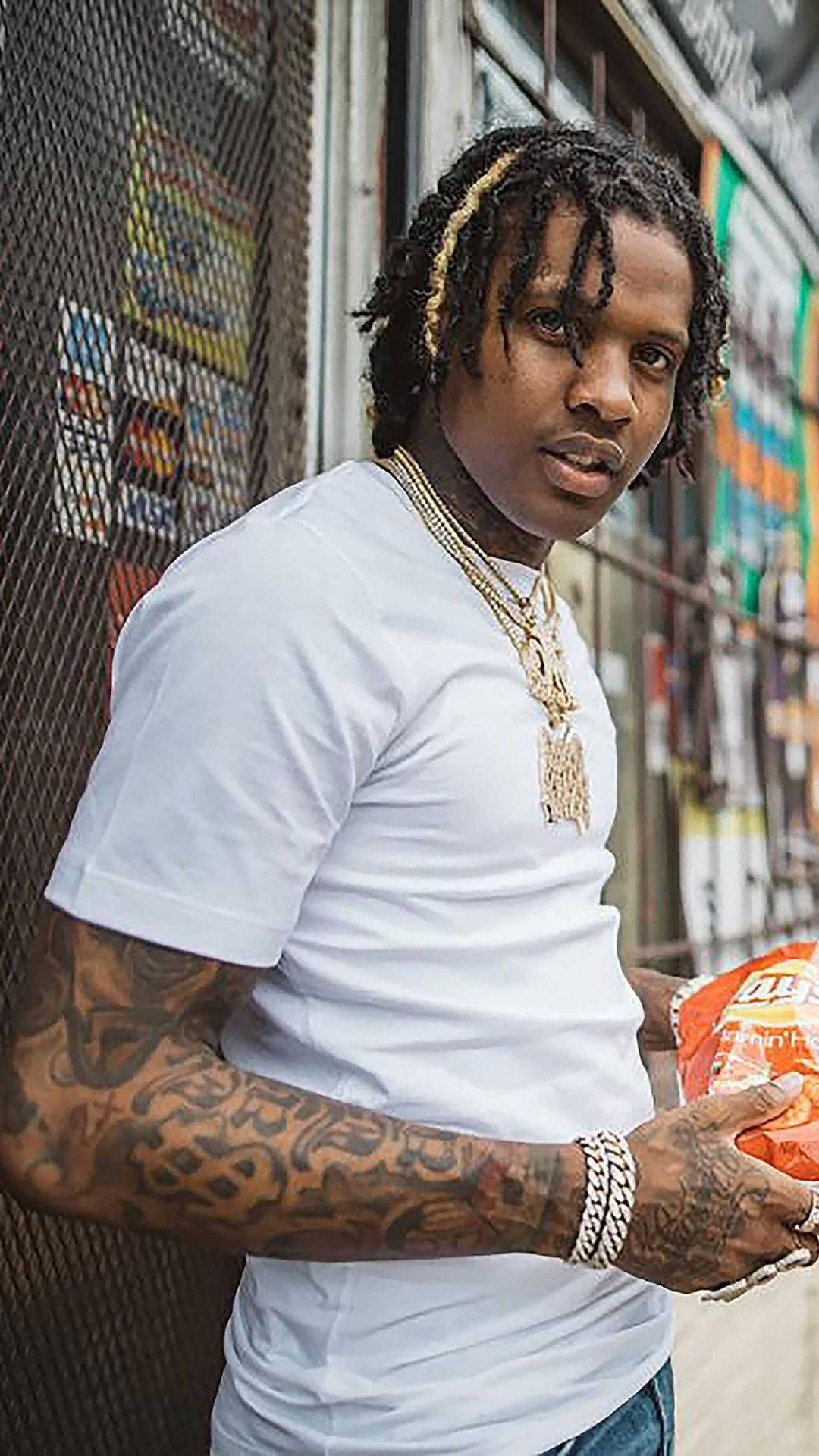 Lil Durk, braided hair, tattoos, Full HD Phone Wallpaper