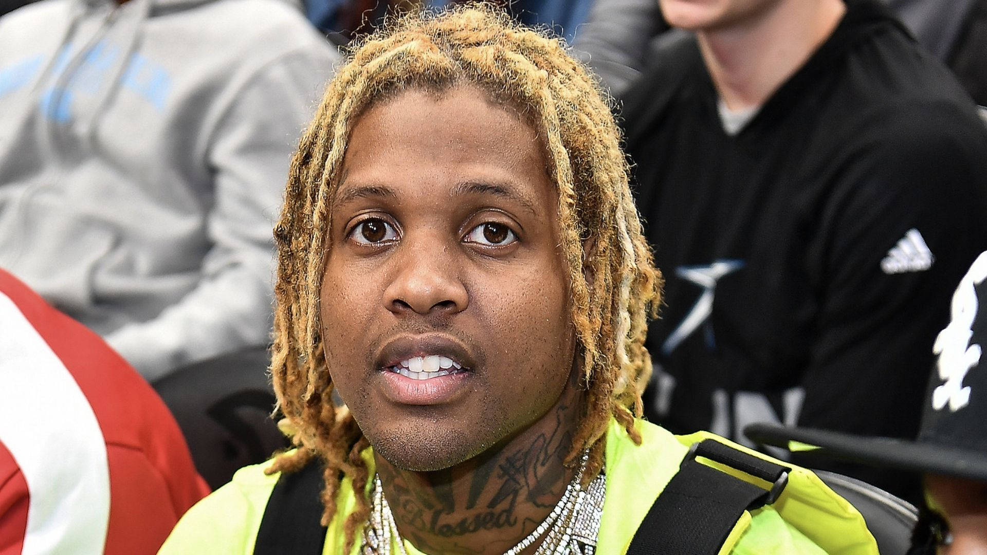 Lil Durk, blonde dreadlocks, tattoos, Full HD Desktop Wallpaper