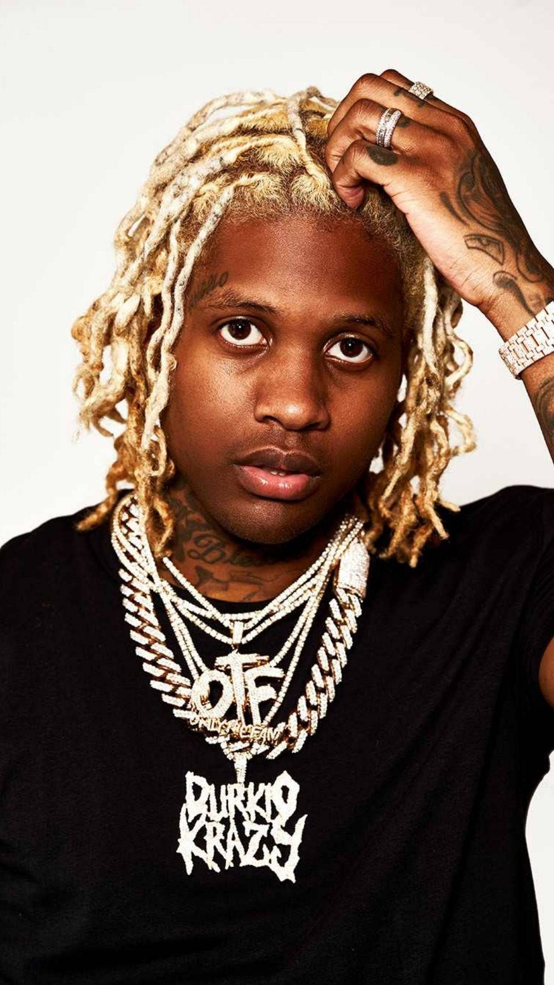 Lil Durk, blonde dreadlocks, diamond chains, Full HD Phone Wallpaper