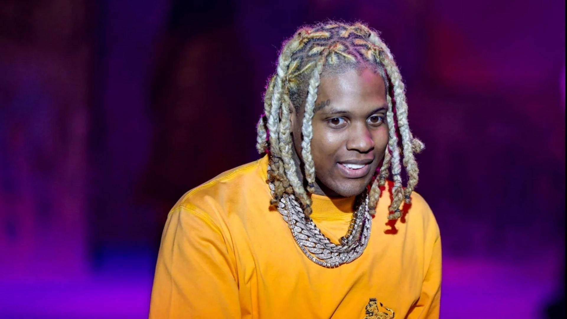 Lil Durk, colorful braided hair, layered necklaces, Full HD Desktop Wallpaper