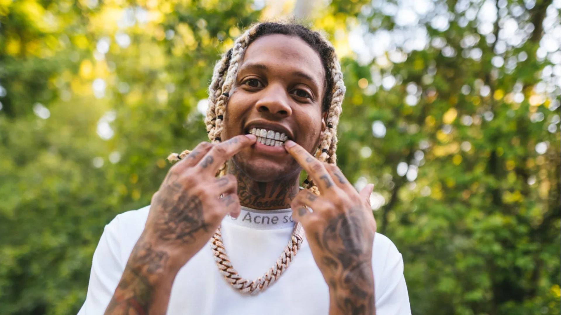 Lil Durk, grillz, braided hair, Full HD Desktop Wallpaper