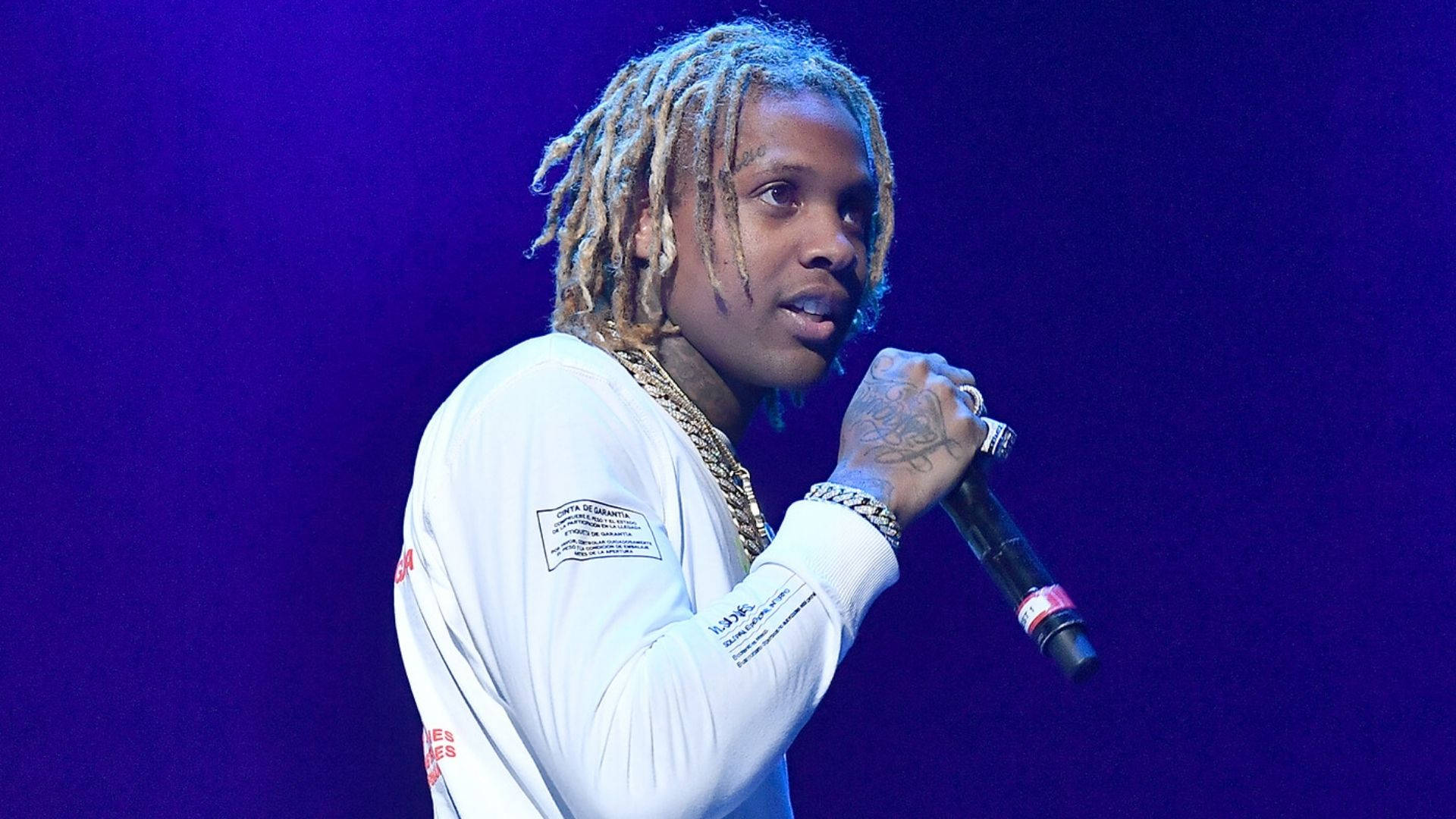 Lil Durk, dreadlocks, purple lights, Full HD Desktop Wallpaper