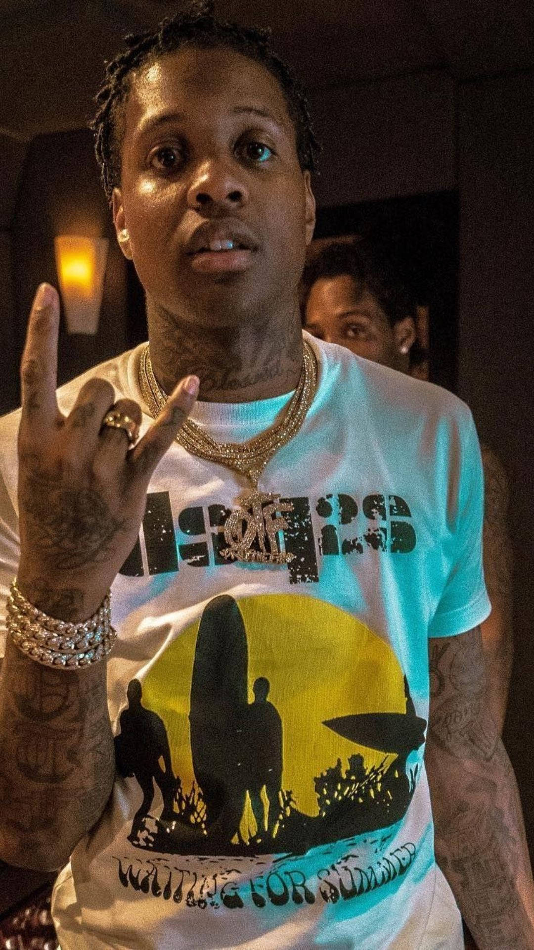 Lil Durk, hand sign, tattoos, Full HD Phone Wallpaper