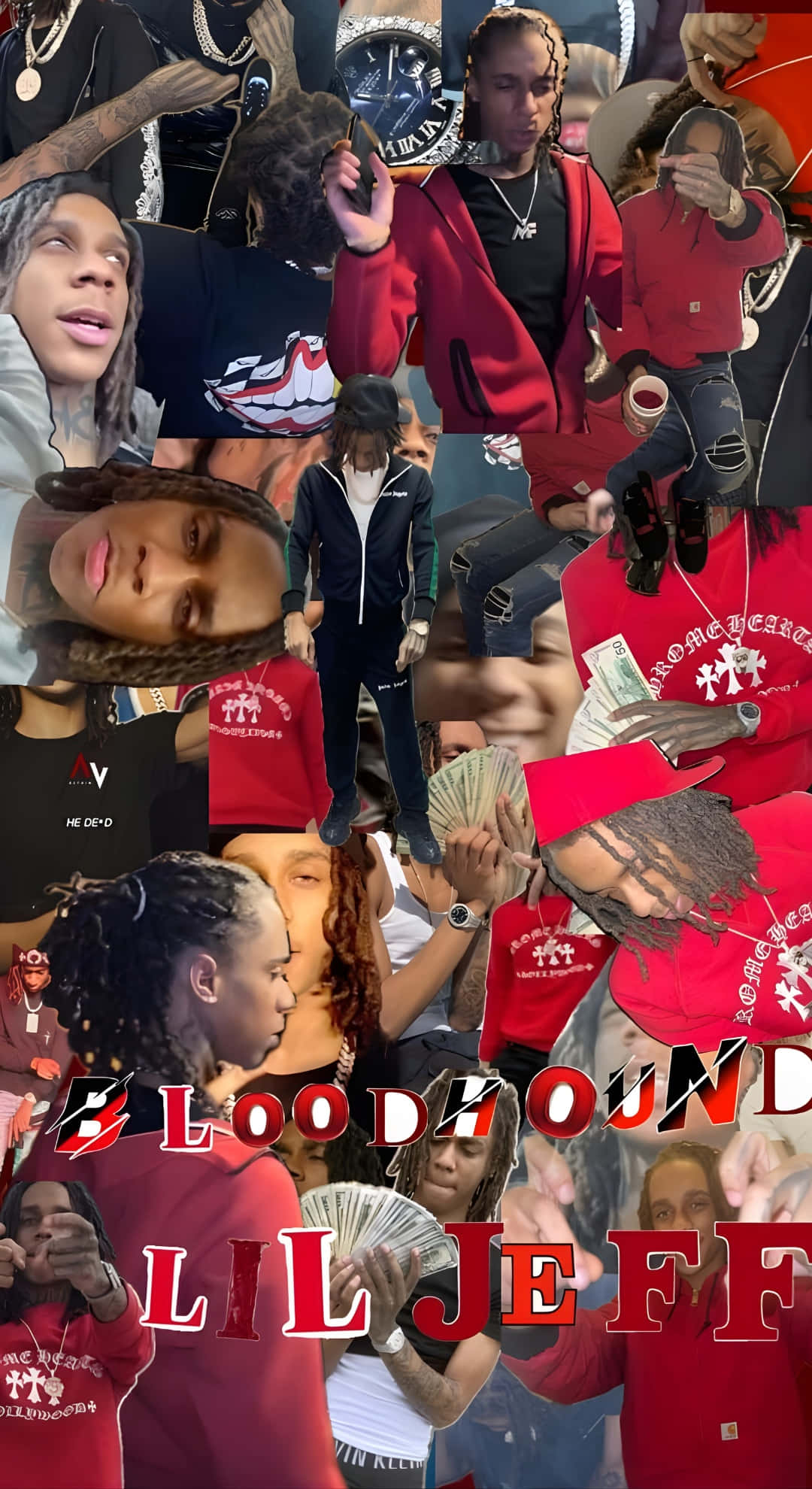 Lil Jeff, red outfits, holding cash, Full HD Phone Wallpaper