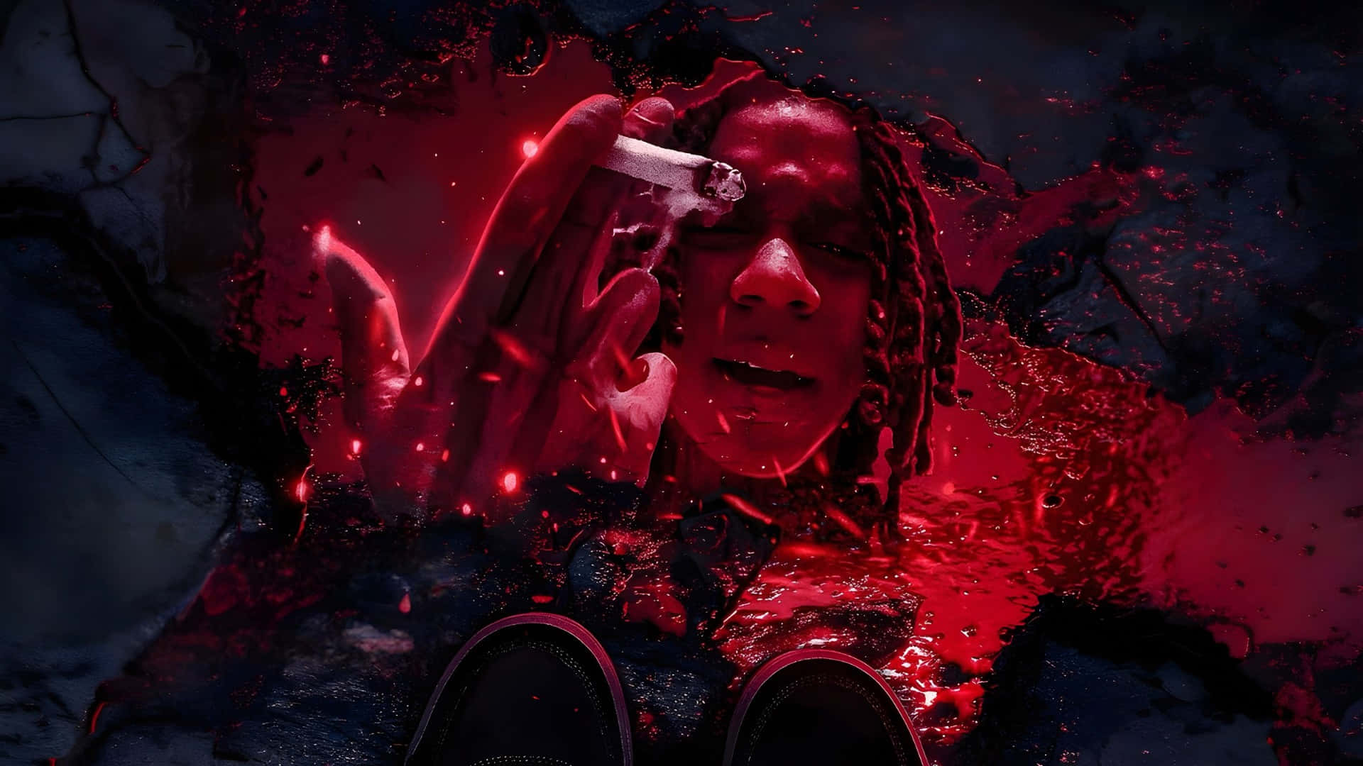 Lil Jeff, dreadlocks, lit cigarette, Full HD Desktop Wallpaper