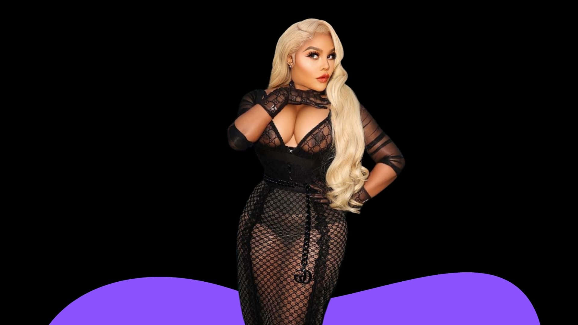 Lil Kim, black lace dress, gloves, Full HD Desktop Wallpaper