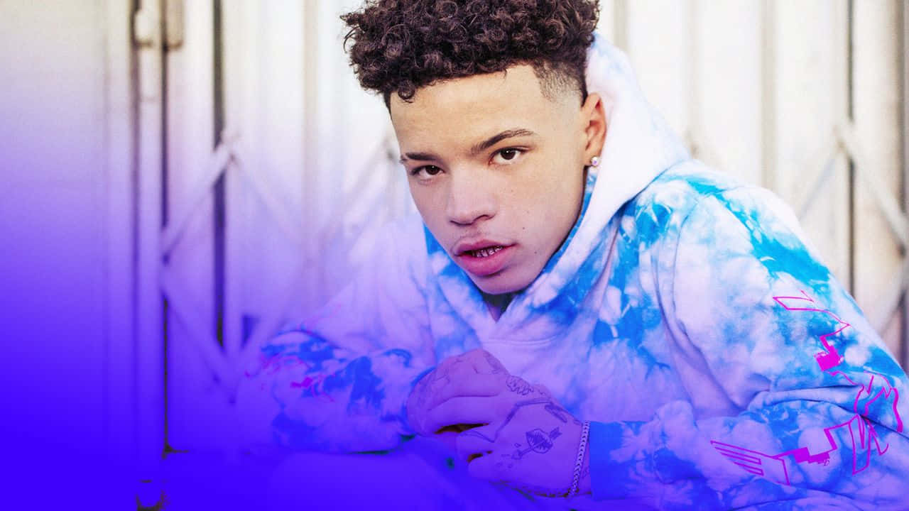 Lil Loaded, blue and white tie-dye hoodie, purple lighting, HD Desktop Wallpaper