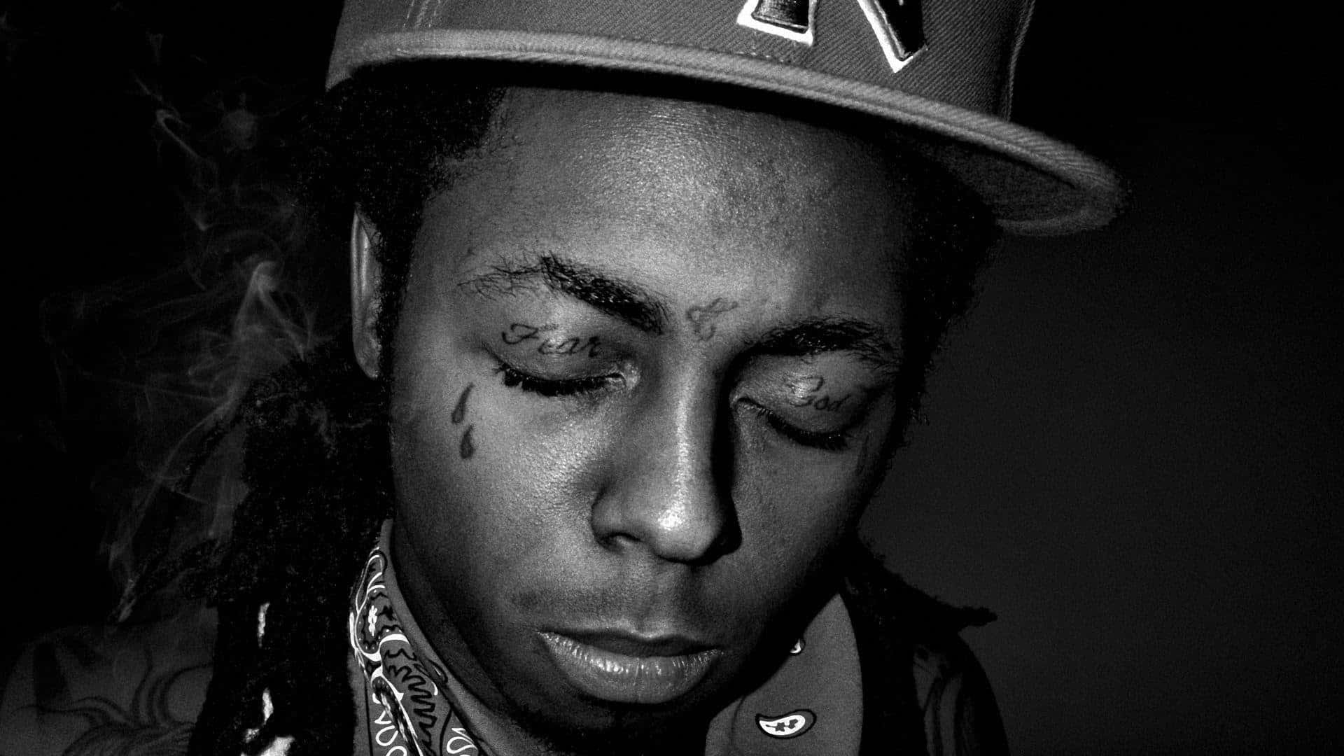 Lil Loaded, black and white, close-up, Full HD Desktop Wallpaper