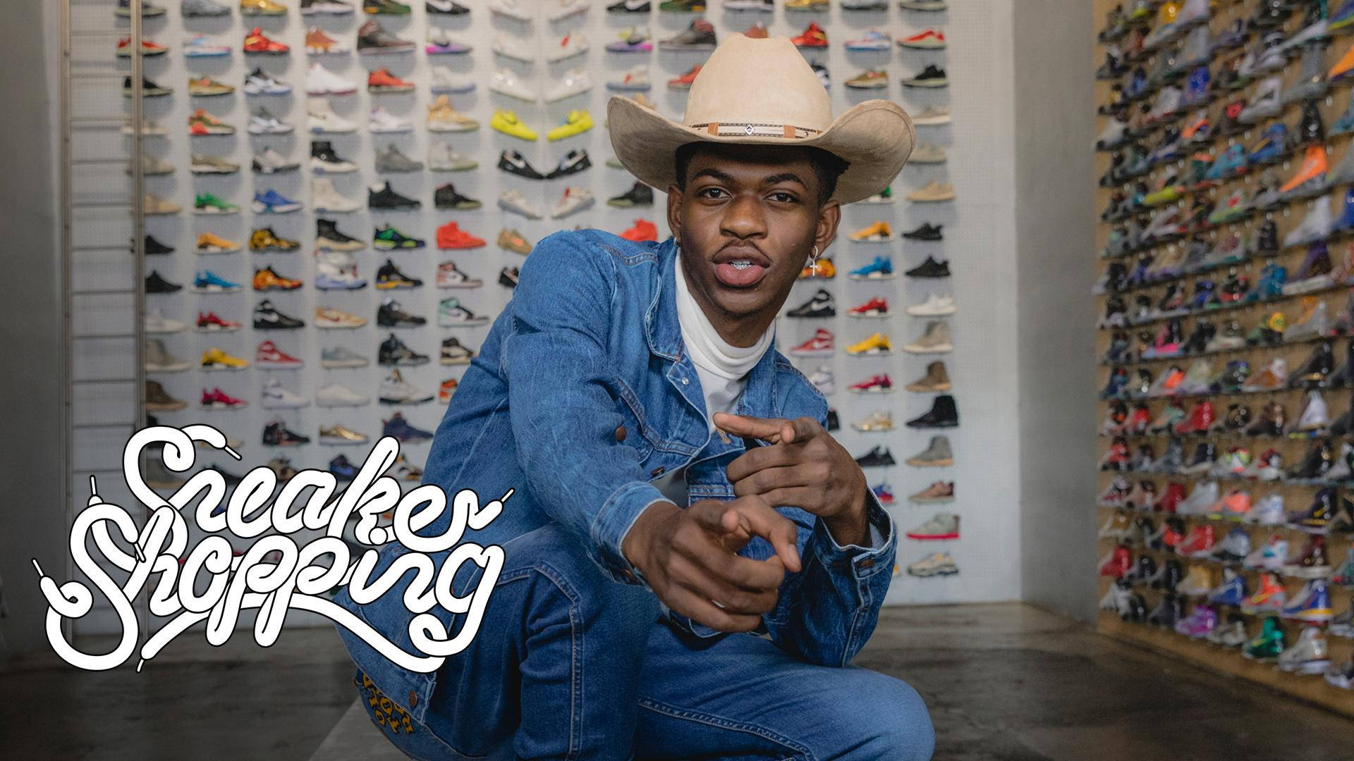 Lil Nas X, cowboy hat, denim outfit, Full HD Desktop Wallpaper