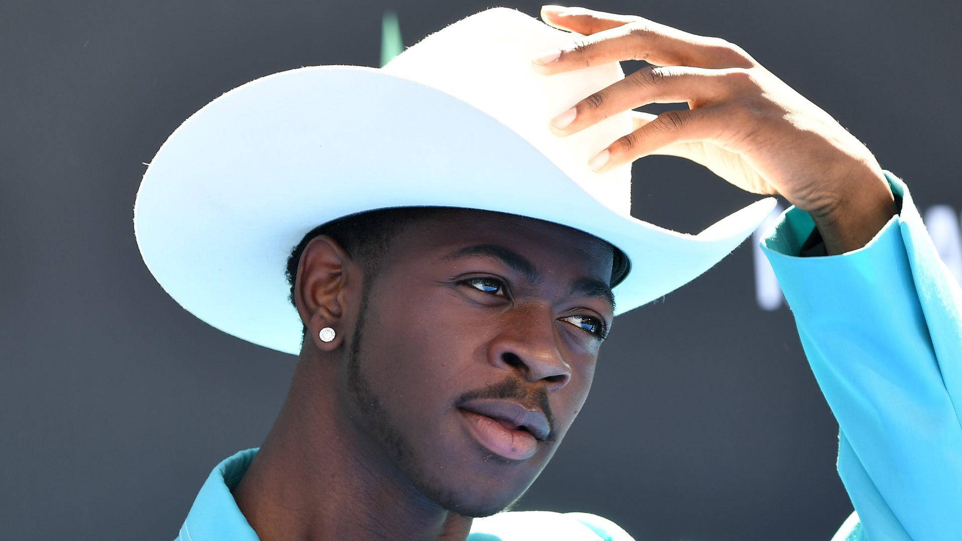 Lil Nas X, blue cowboy hat, light blue cowboy hat, Full HD Desktop Wallpaper