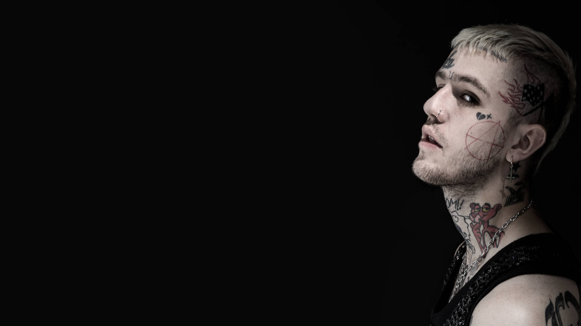 Lil Peep, black, tattooed man, Full HD Desktop Wallpaper
