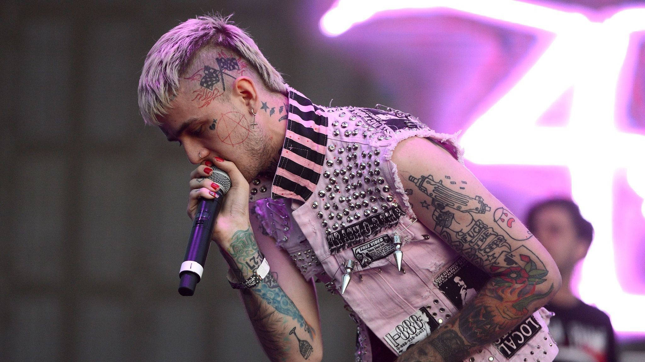 Lil Peep, emo rock concert, purple hair, Full HD Desktop Wallpaper
