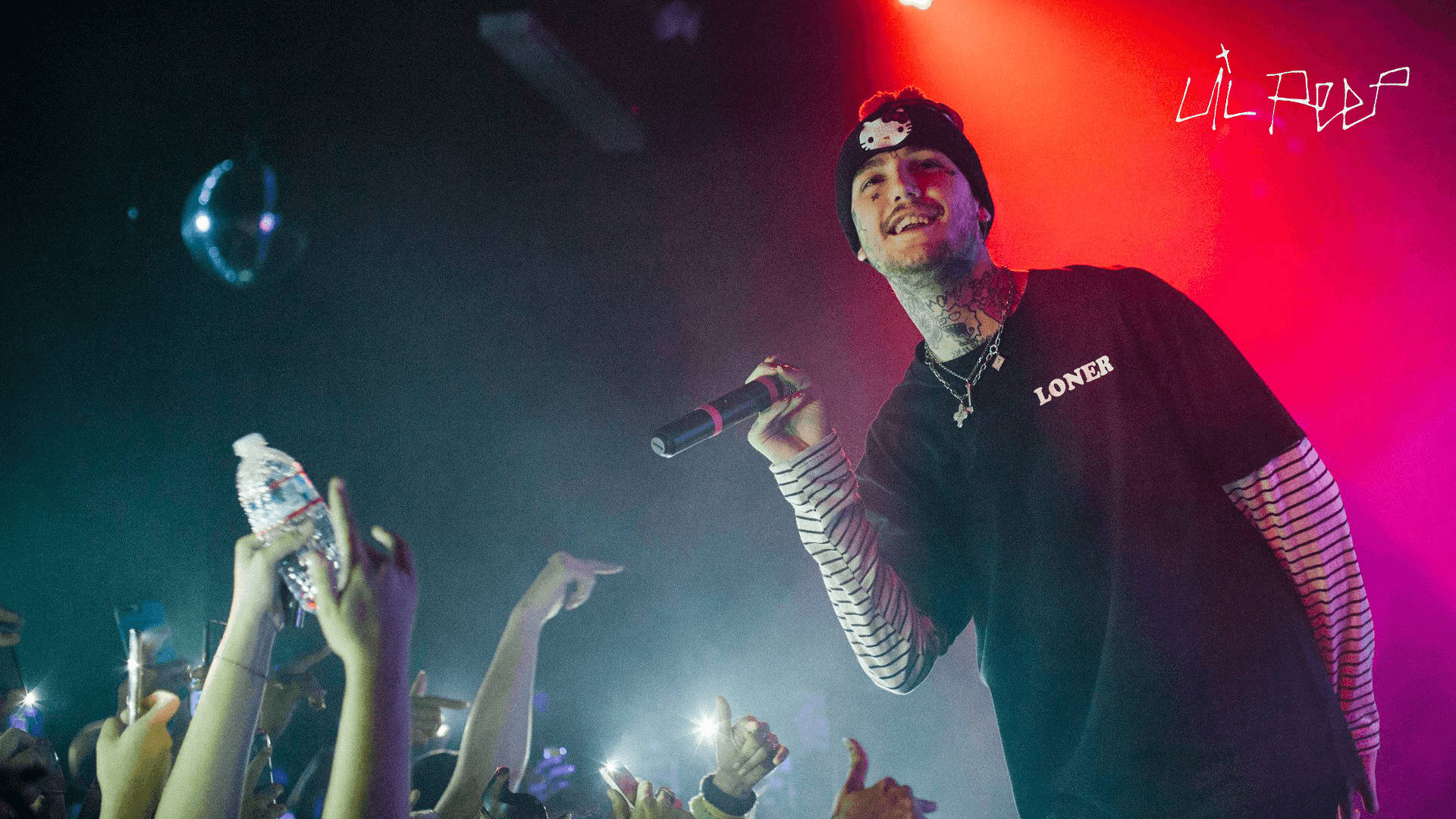 Lil Peep, red lights, stage, Full HD Desktop Wallpaper