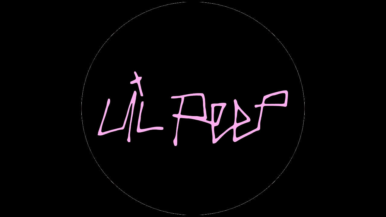 LIL PEEP, pink handwritten text, thin white circle, HD Desktop Wallpaper