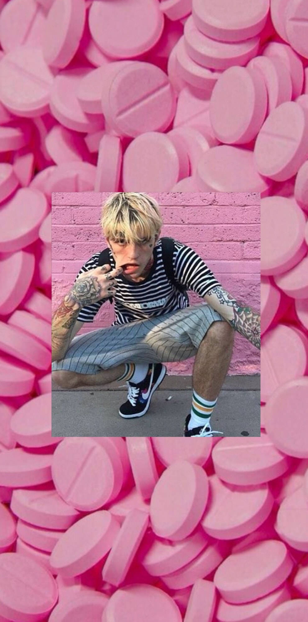 Lil Peep, pink aesthetic, pink brick wall, Full HD Phone Wallpaper
