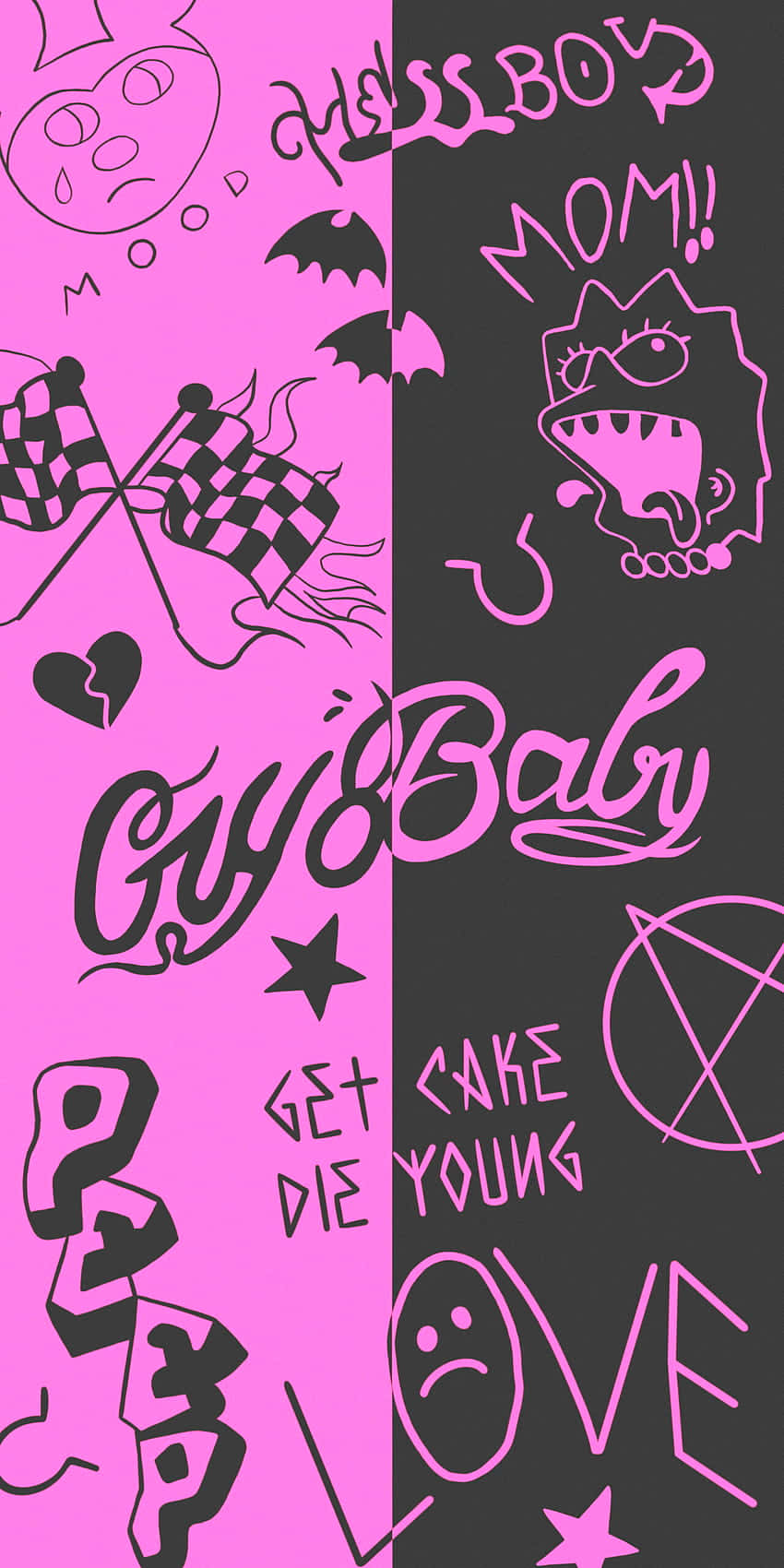 Lil Peep, pink and black, graffiti-style text, HD Phone Wallpaper