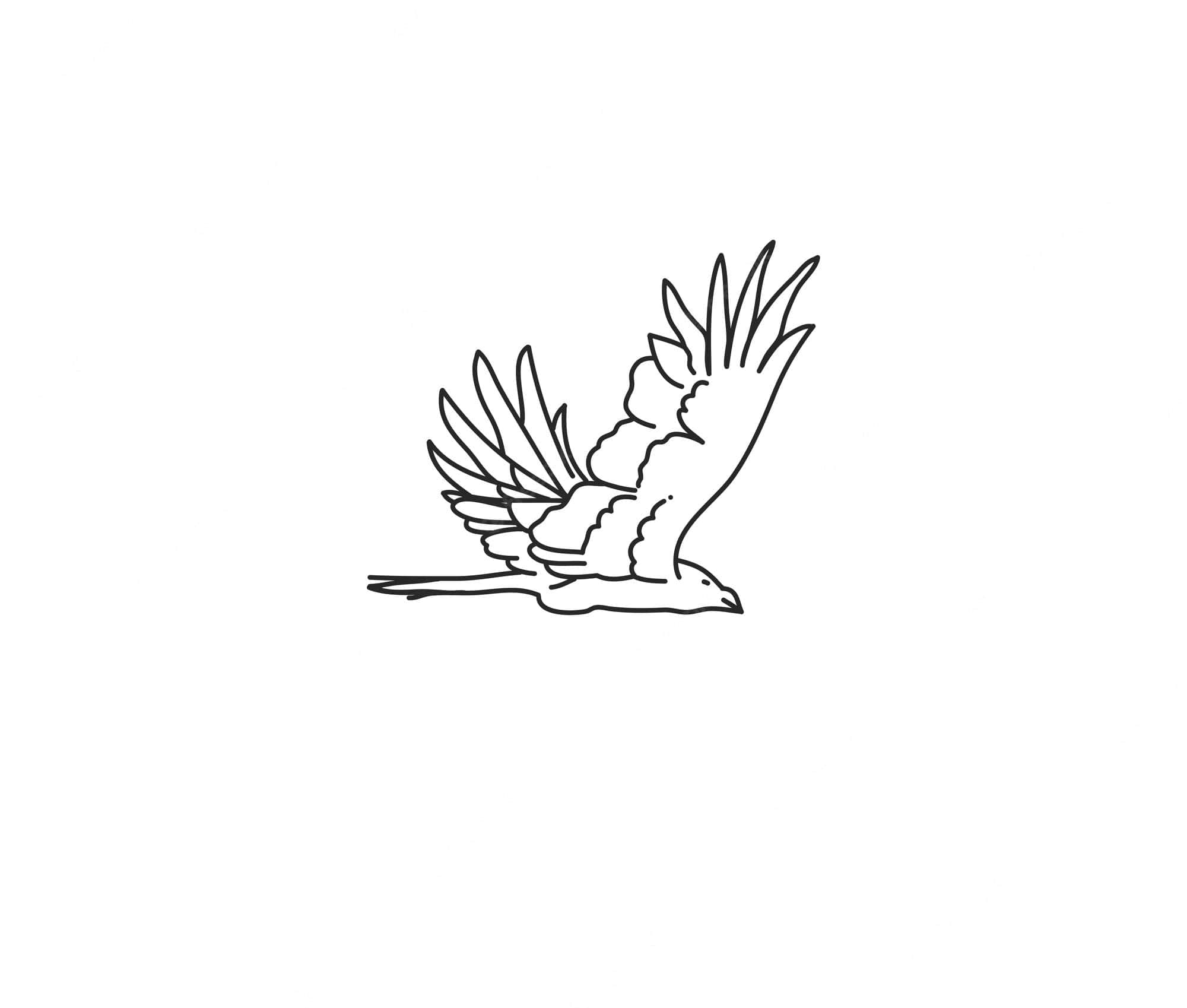 Lil Peep, black line drawing, bird in flight, Full HD Desktop Wallpaper
