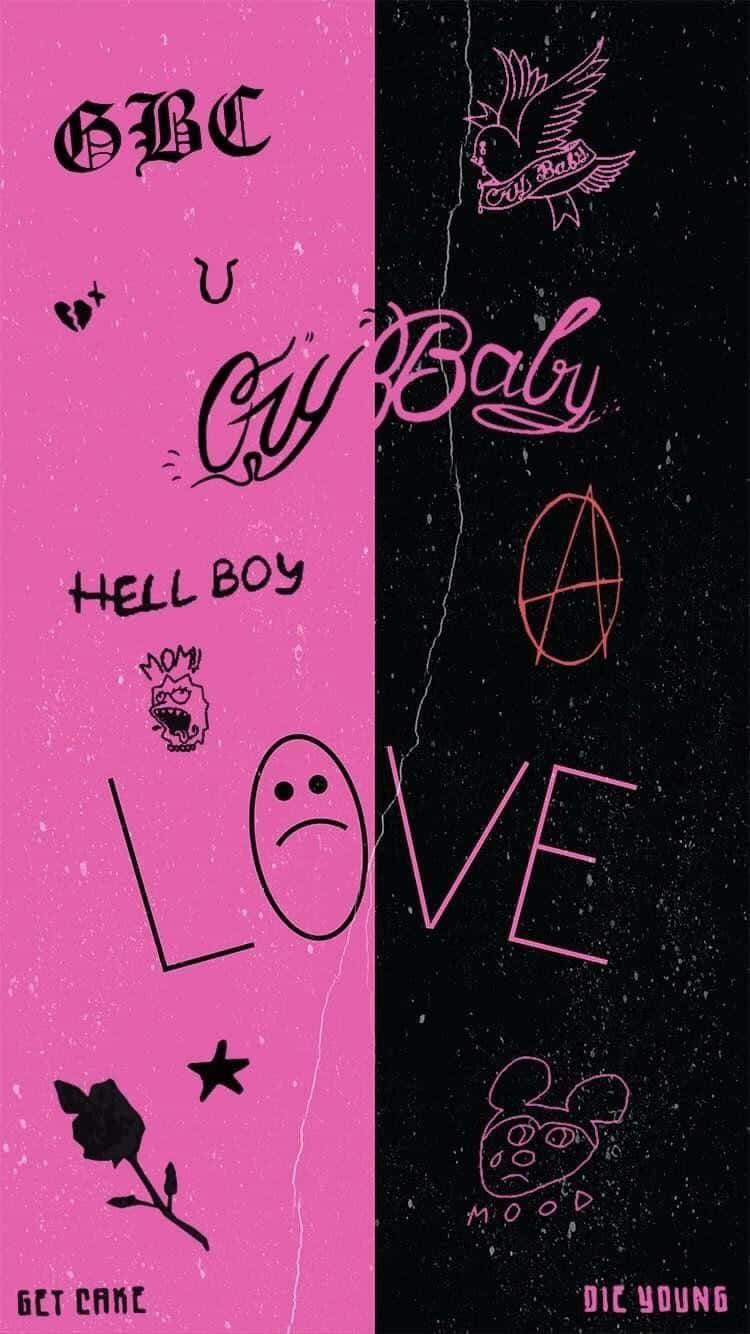 Lil Peep, pink, black, HD Phone Wallpaper
