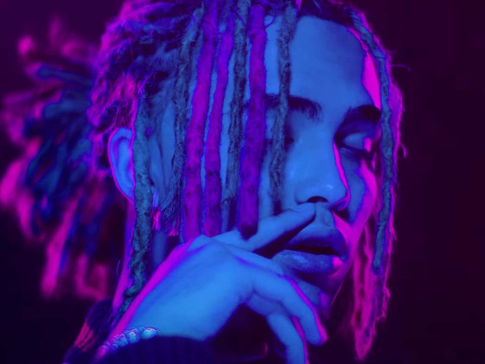 Lil Pump, neon purple, neon blue, HD Desktop Wallpaper