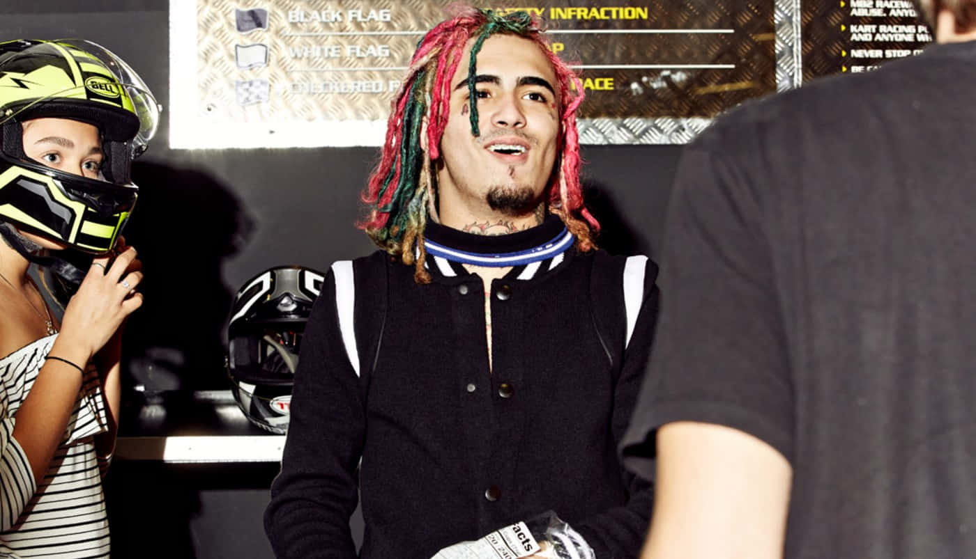 Lil Pump, colorful dreadlocks, racing gear, HD Desktop Wallpaper