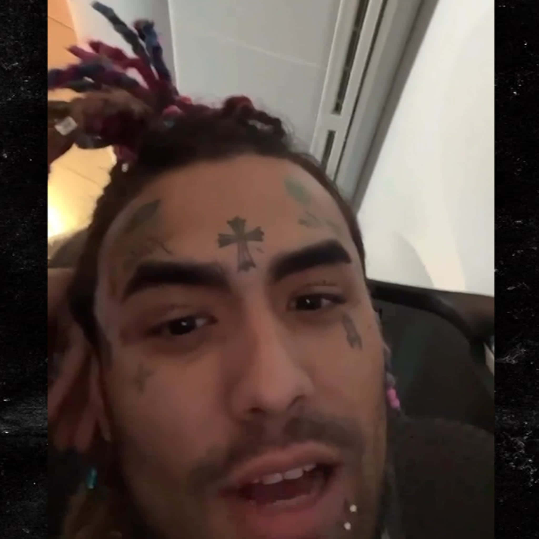 Lil Pump, colorful dreadlocks, facial tattoos, Full HD Desktop Wallpaper