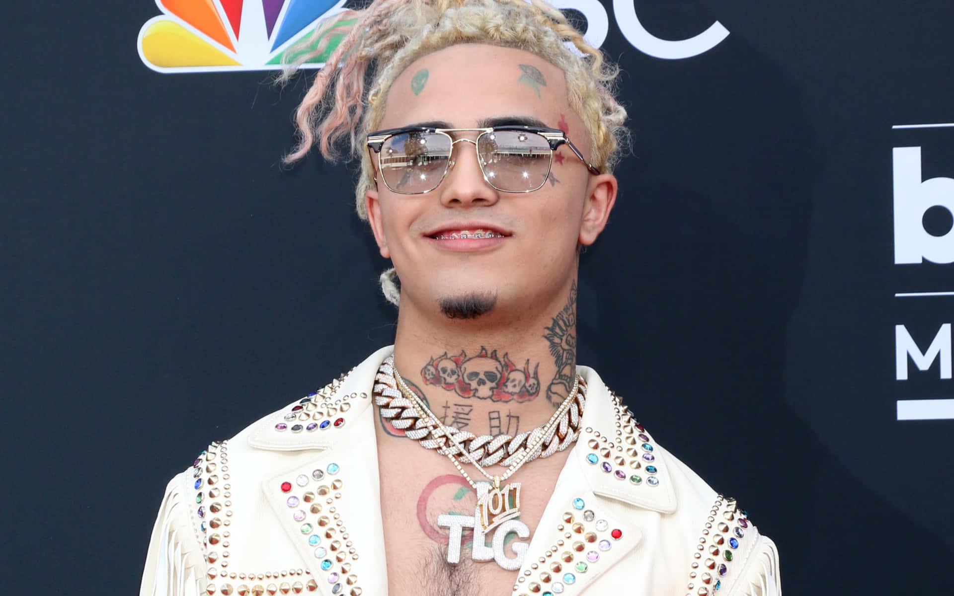 Lil Pump, pink hair, dreadlocks, Full HD Desktop Wallpaper