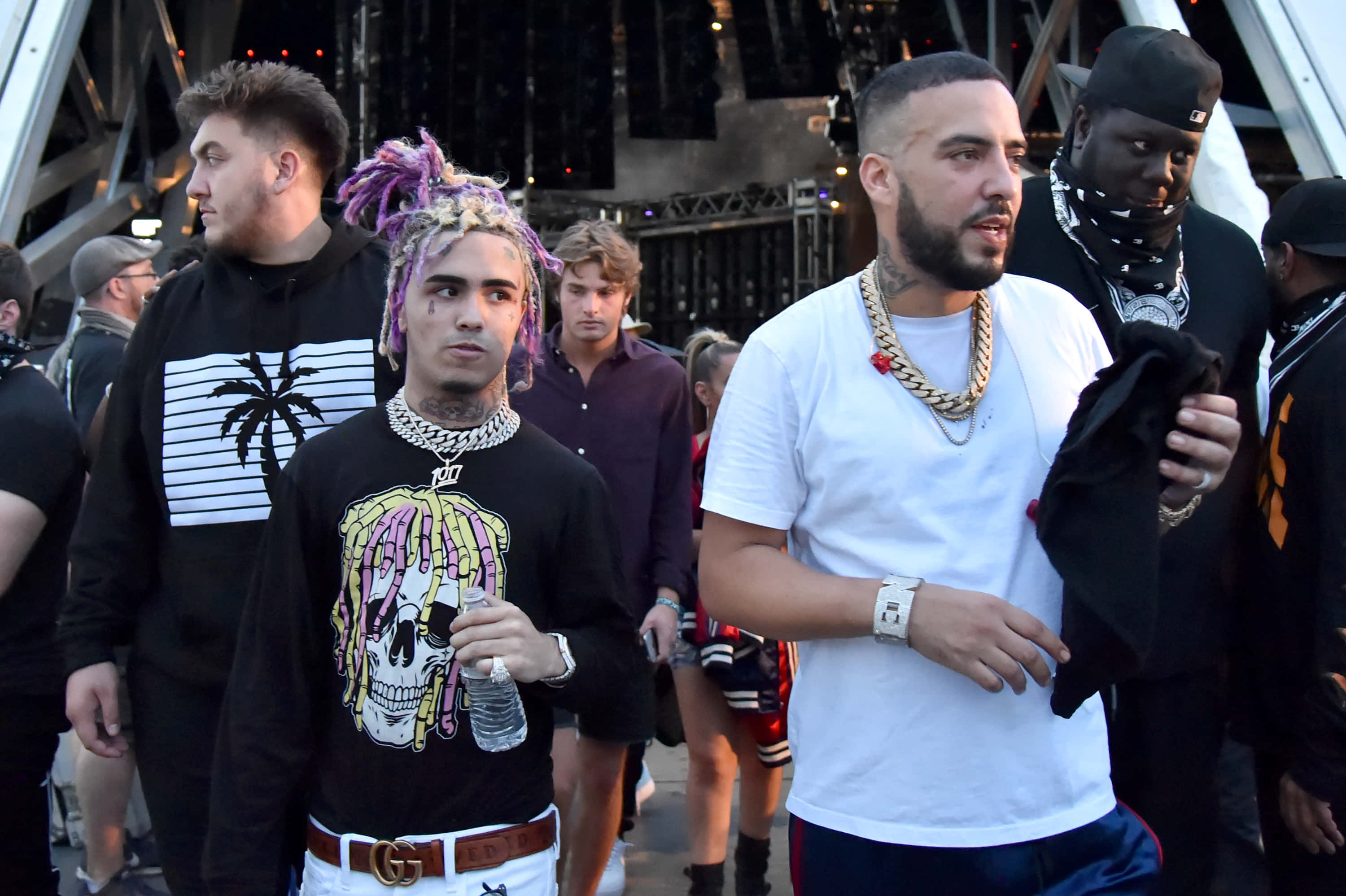 Lil Pump, neon pink hairstyle, concert venue, 2K Desktop Wallpaper