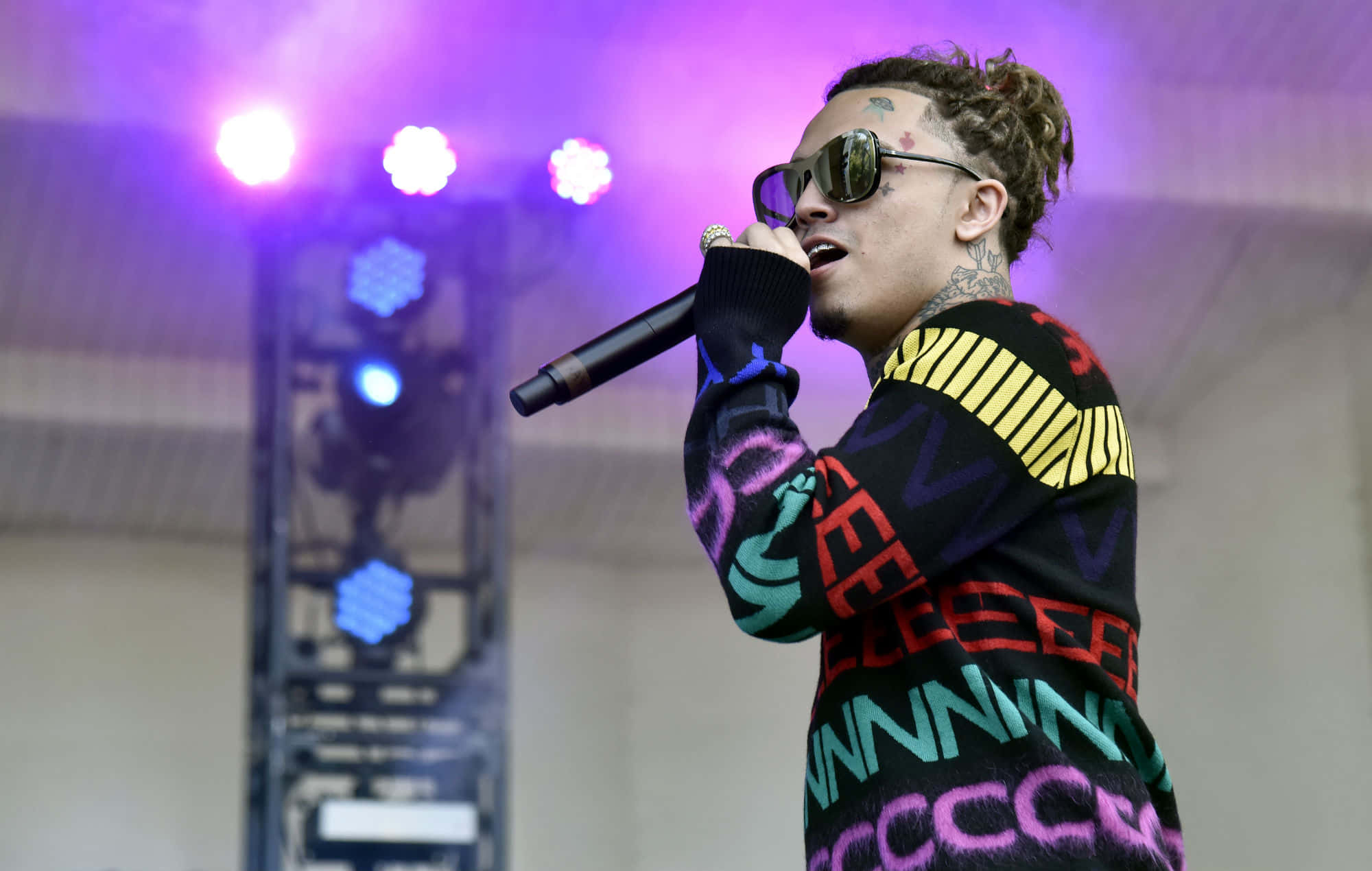 Lil Pump, colorful sweater, sunglasses, Full HD Desktop Wallpaper