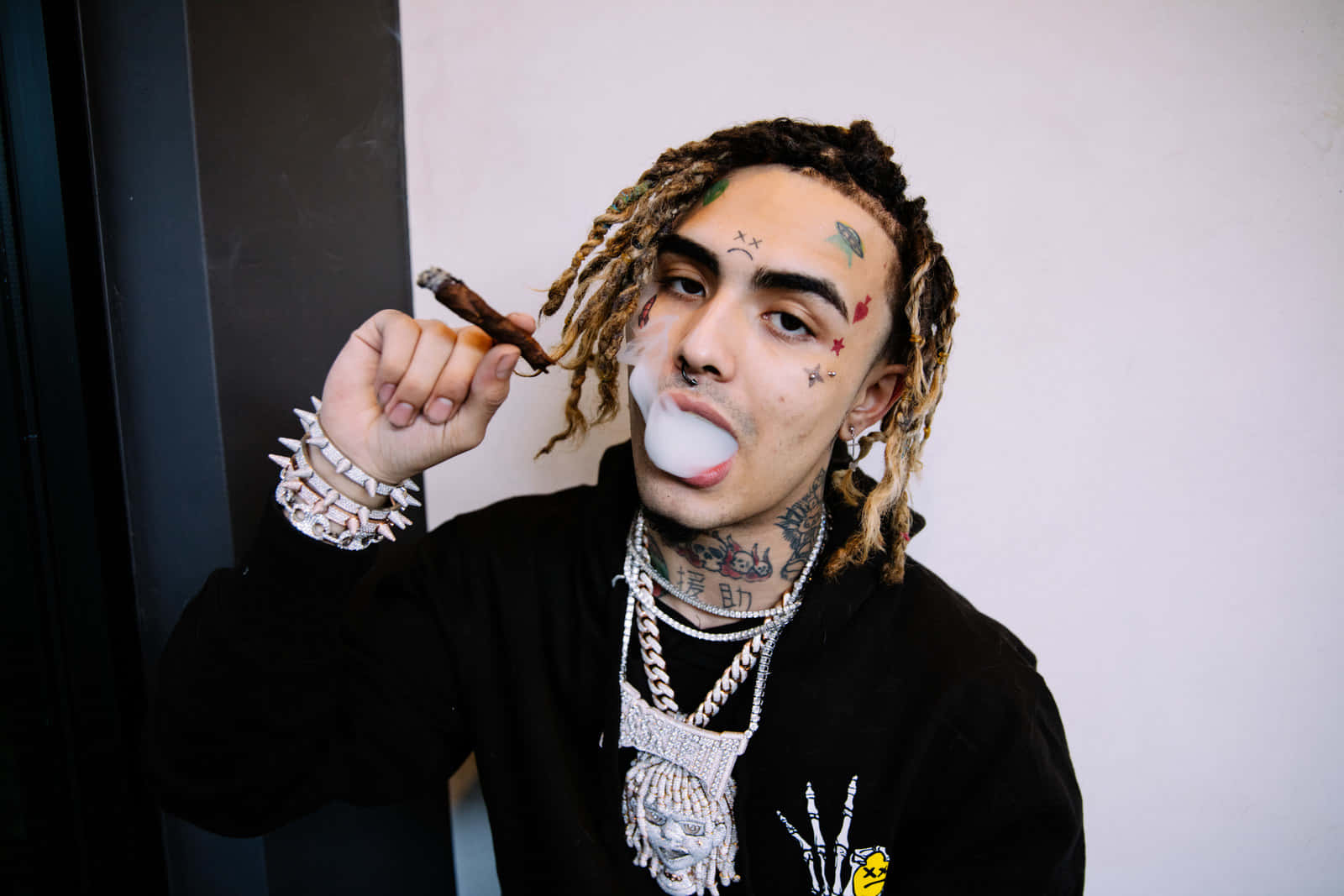 Lil Pump, braided hair, face tattoos, HD Desktop Wallpaper
