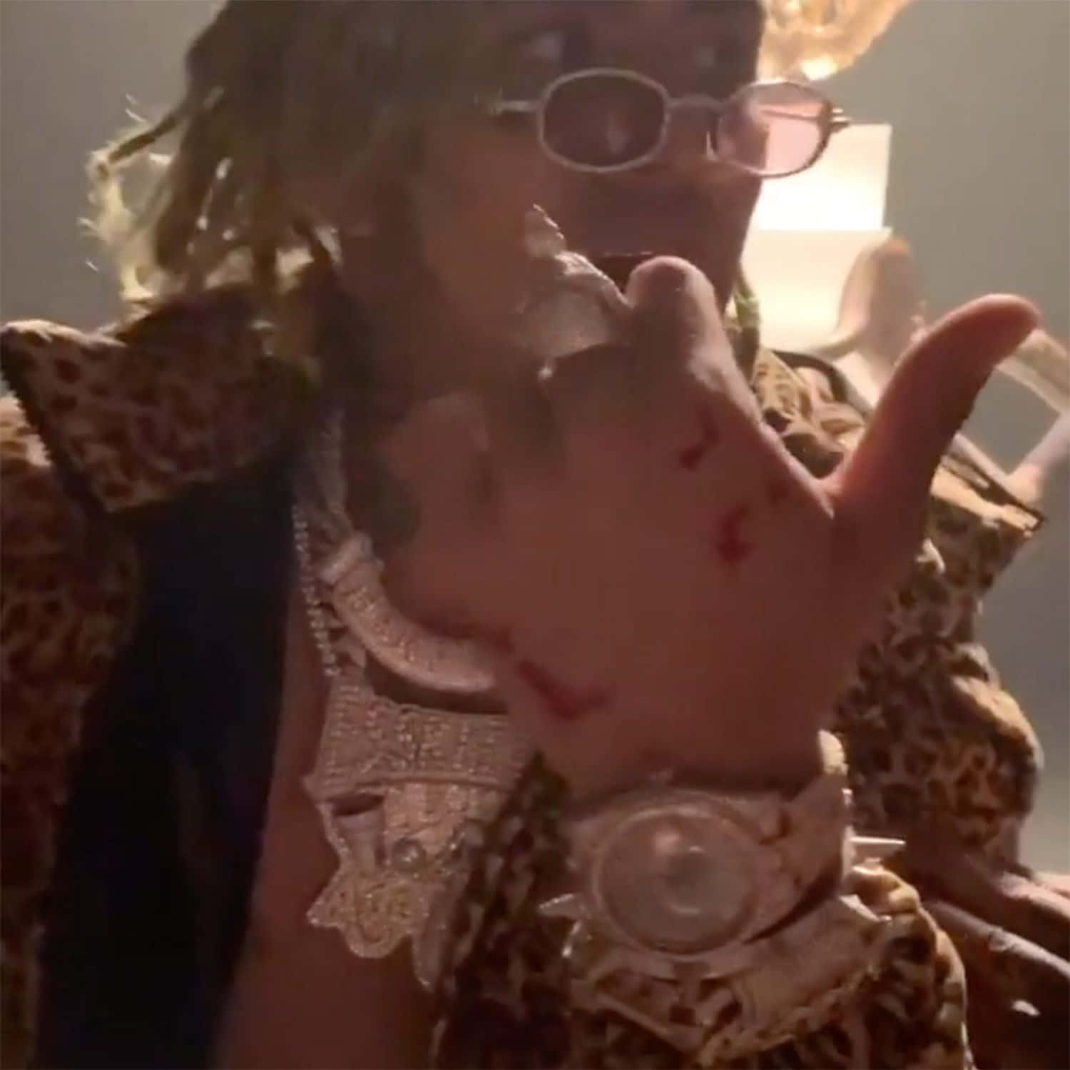 Lil Pump, leopard jacket, gold jewelry, HD Desktop Wallpaper