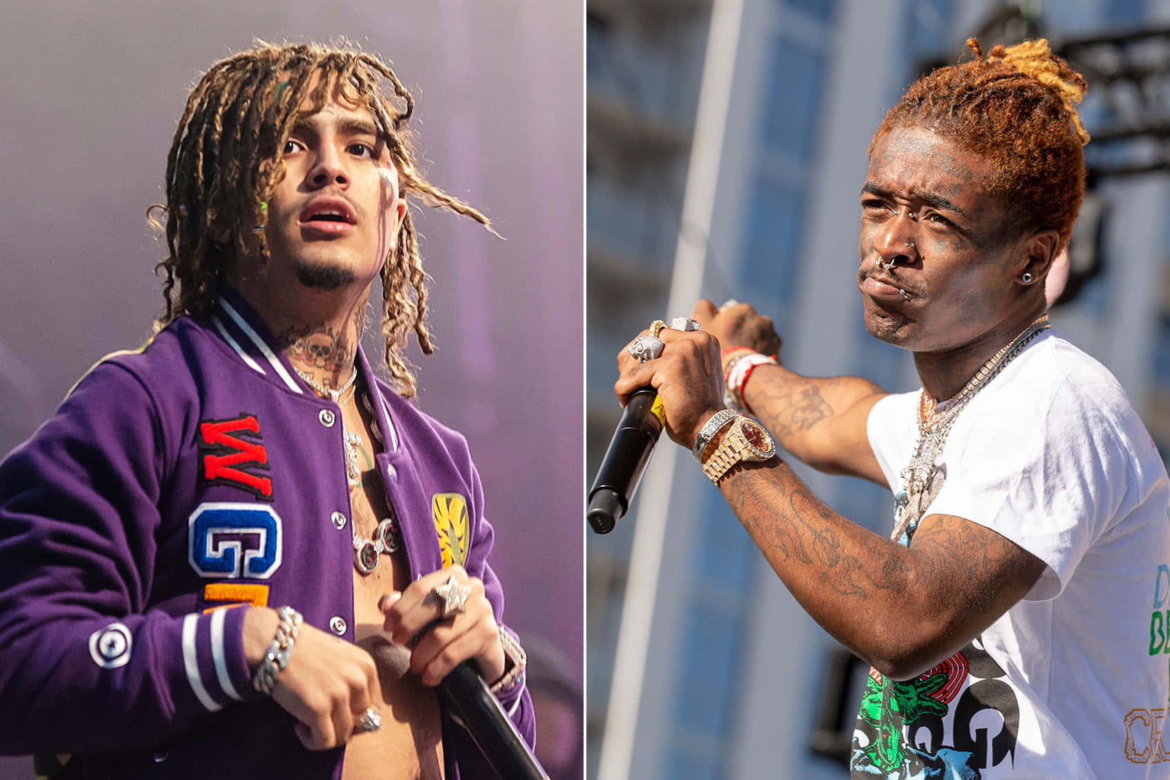 Lil Pump, purple jacket, white tee, HD Desktop Wallpaper
