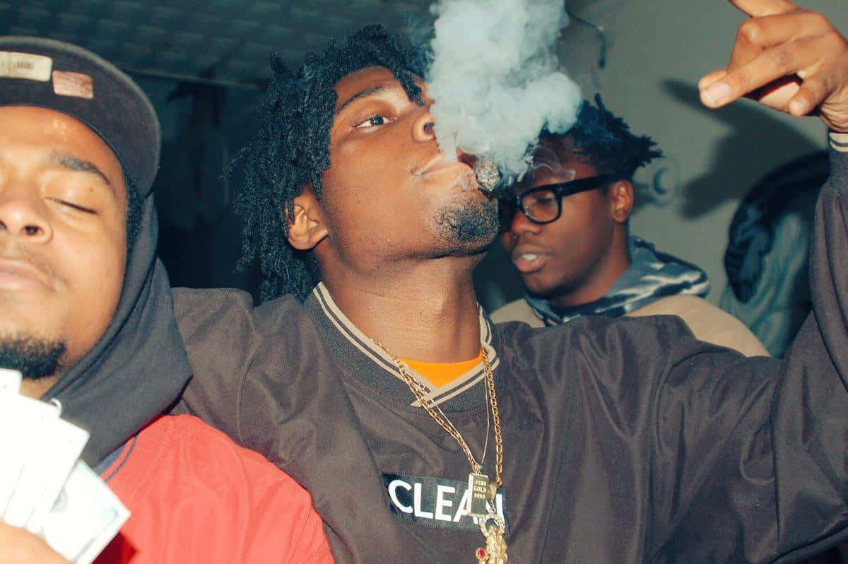 Lil Tecca, dimly lit room, thick smoke, SD Desktop Wallpaper