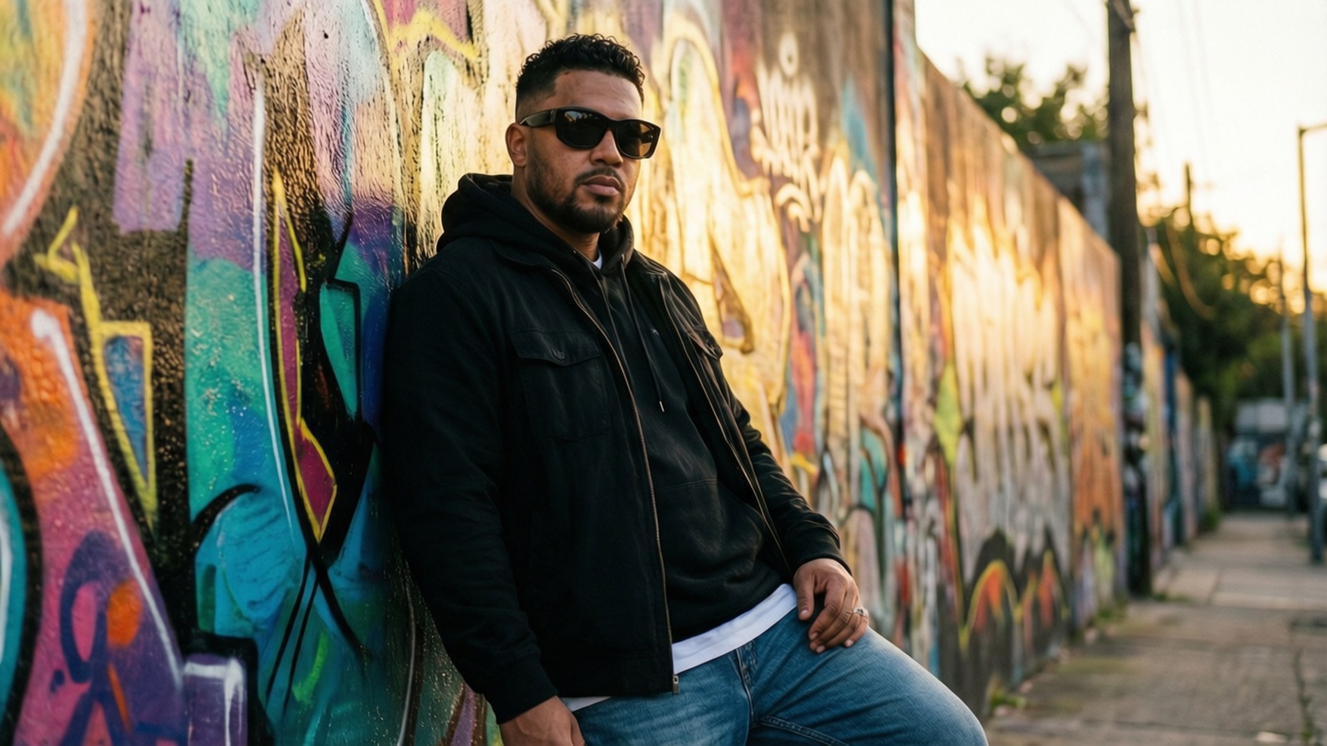 Lil Travieso, urban street setting, graffiti background, Full HD Desktop Wallpaper