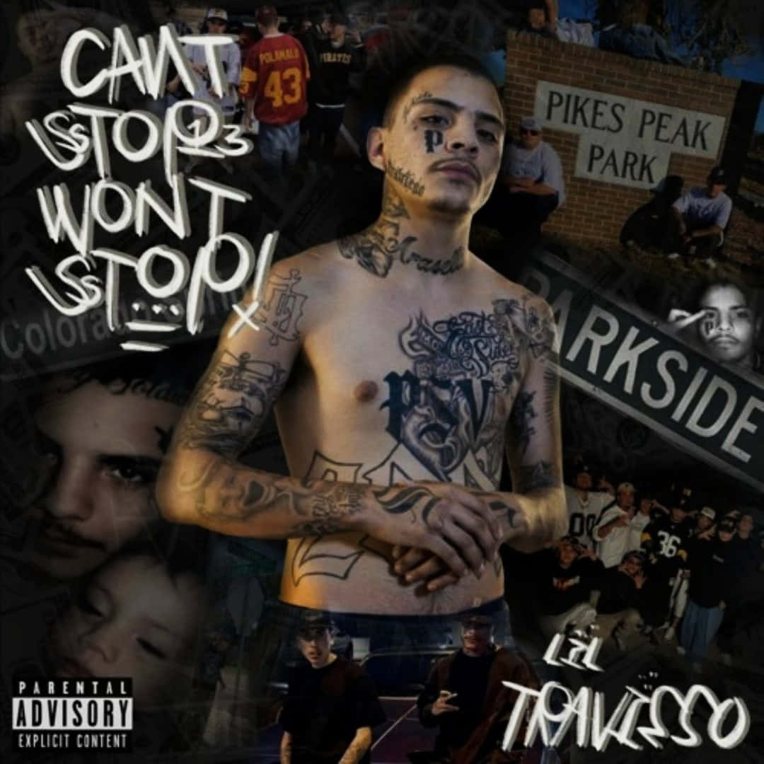 Lil Travieso, album cover, tattooed man, SD Desktop Wallpaper