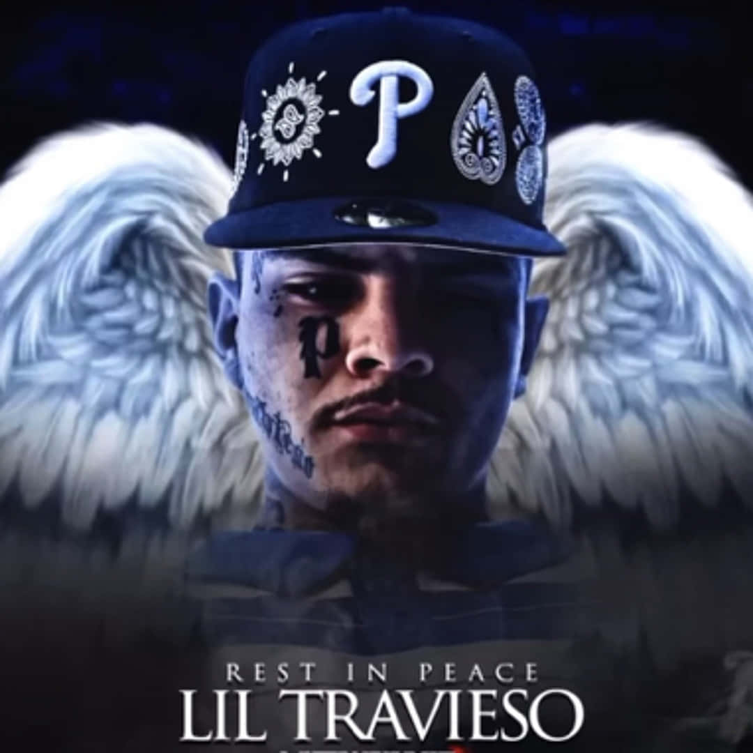 Lil Travieso, white angel wings, dark cap, SD Desktop Wallpaper