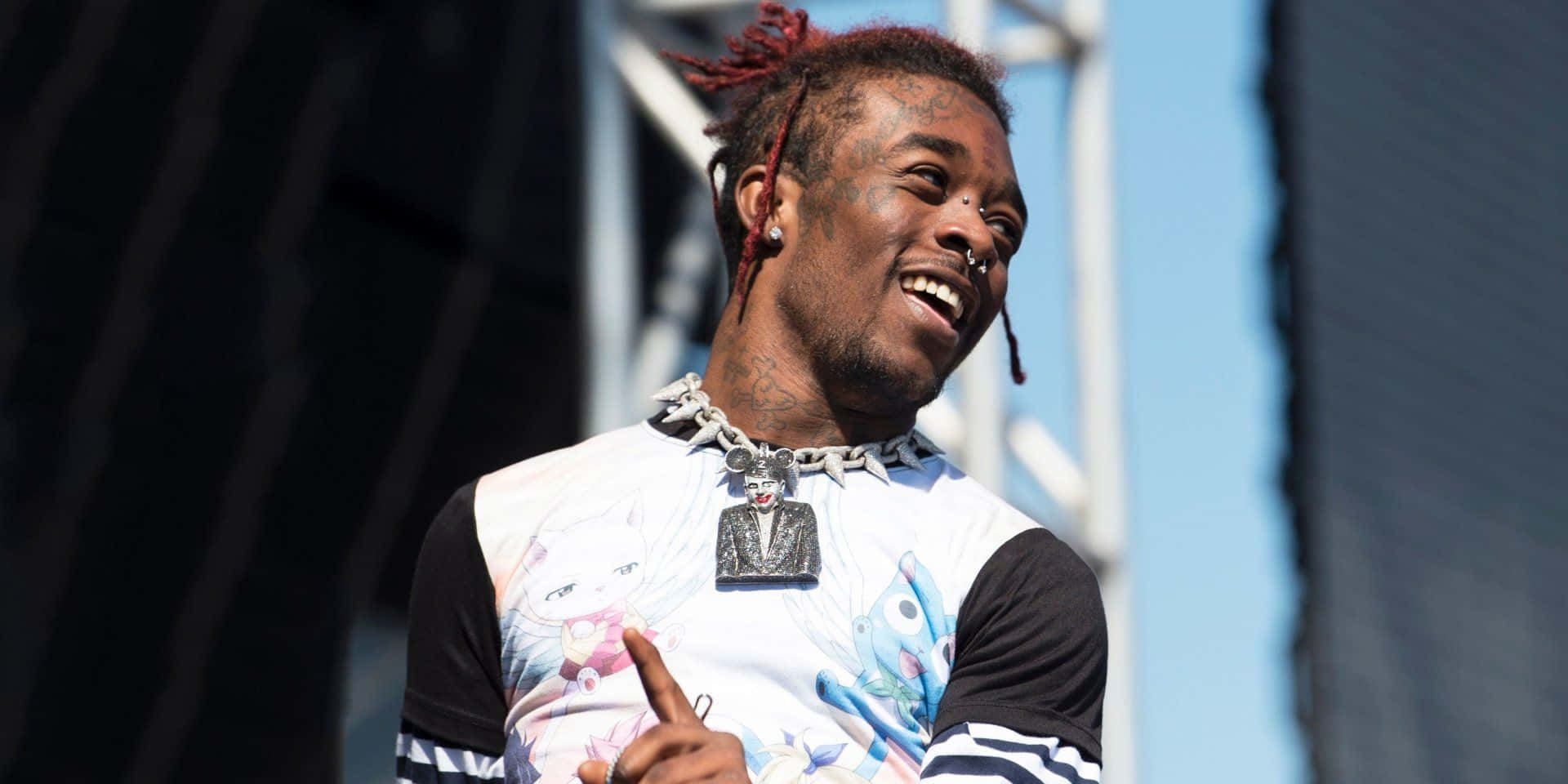 Lil Uzi Vert, red dreadlocks, graphic tee, Full HD Desktop Wallpaper